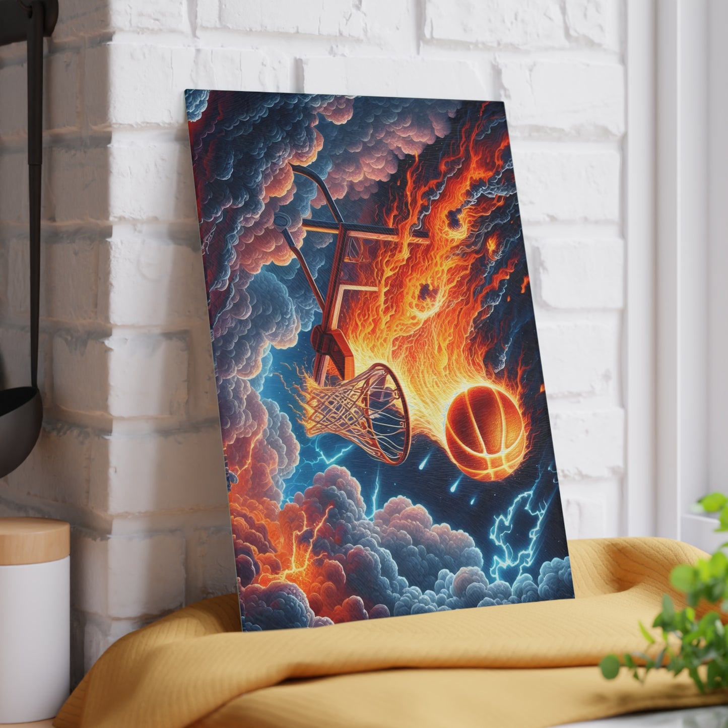 🔥 Fiery Basketball Slam Cutting Board – Bring the Heat to Your Kitchen