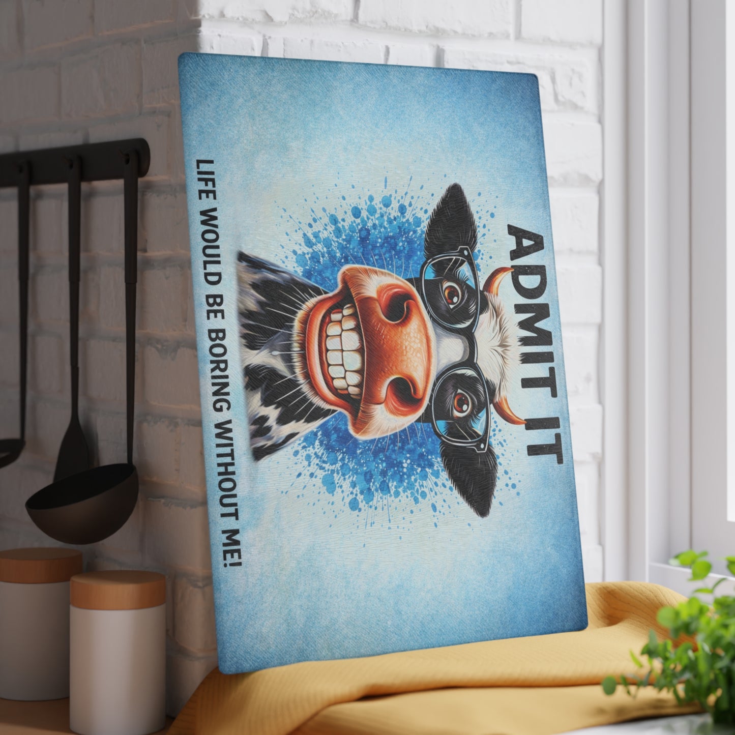 Admit It Cow Glass Cutting Board – Funny Farm Animal Kitchen Decor