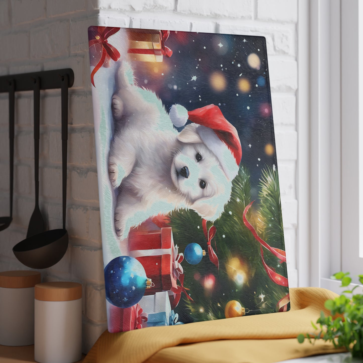 🎄🐾 Christmas Puppy Cutting Board – Holiday Cheer for Your Kitchen 🎁