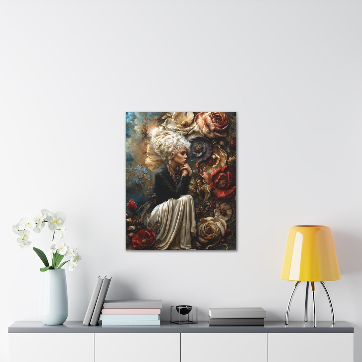 Elegant Floral Portrait Canvas – Vintage-Inspired Wall Art