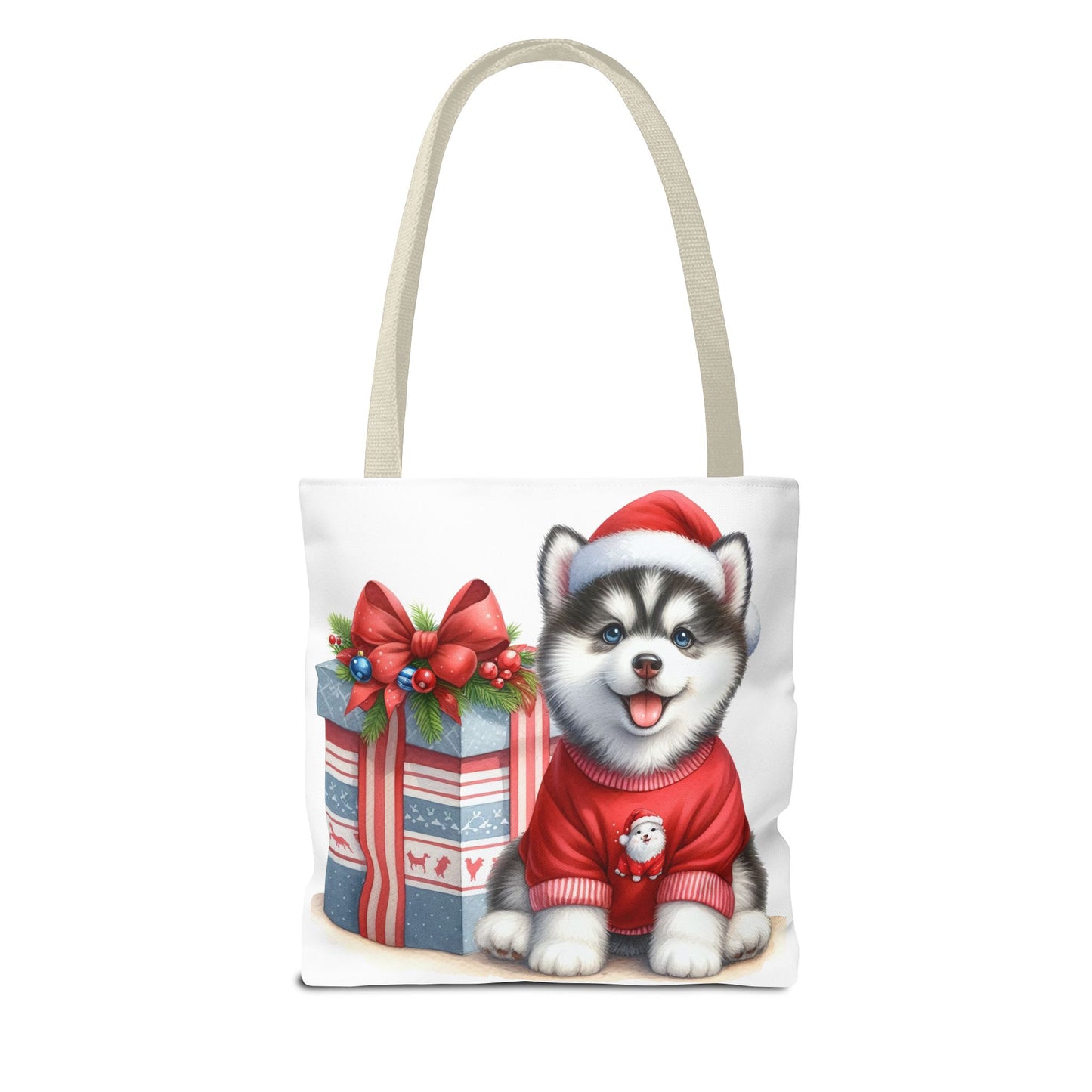 🎁 Christmas Husky Tote Bag – Festive Pup & Holiday Cheer in Every Carry 🎄