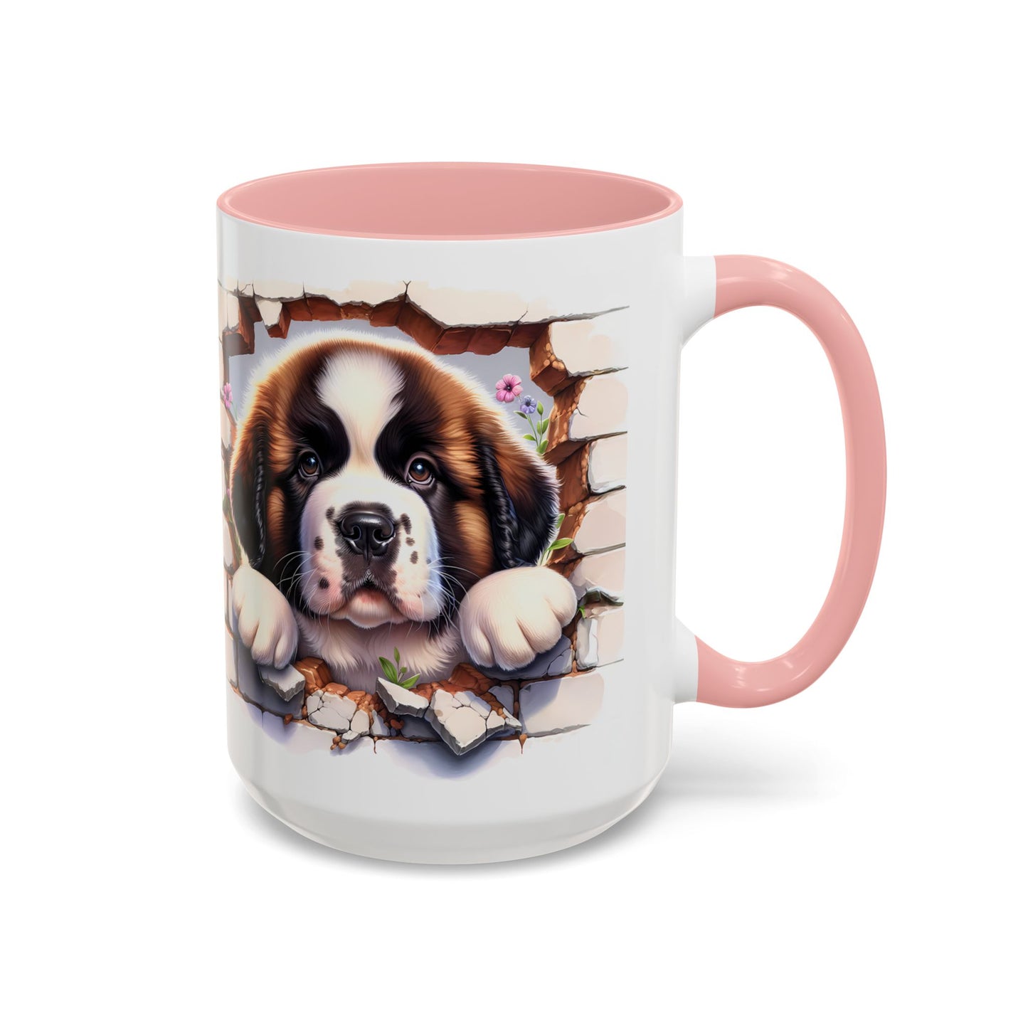 🐾☕ St. Bernard Puppy Peek Accent Mug – Gentle Giant Pup Lover Gift ✨❤️