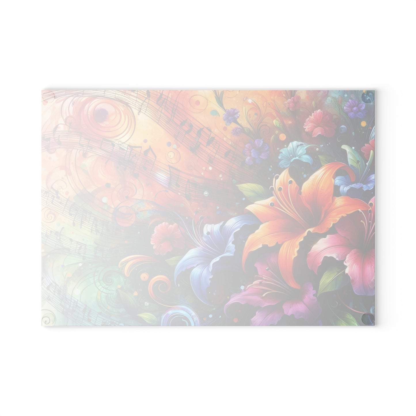 🎶🌺 Music and Flowers Cutting Board – Artistic Harmony for Your Kitchen 🌈