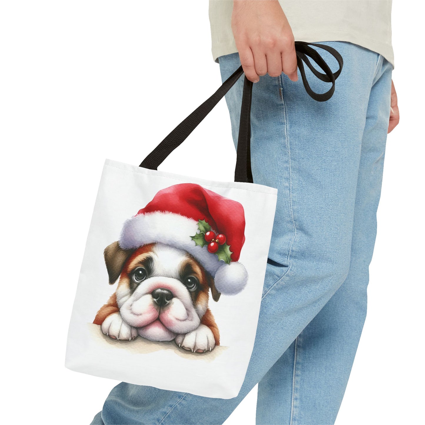 🐾 Bulldog Christmas Tote Bag – Santa Paws Cuteness You Can Carry 🎄