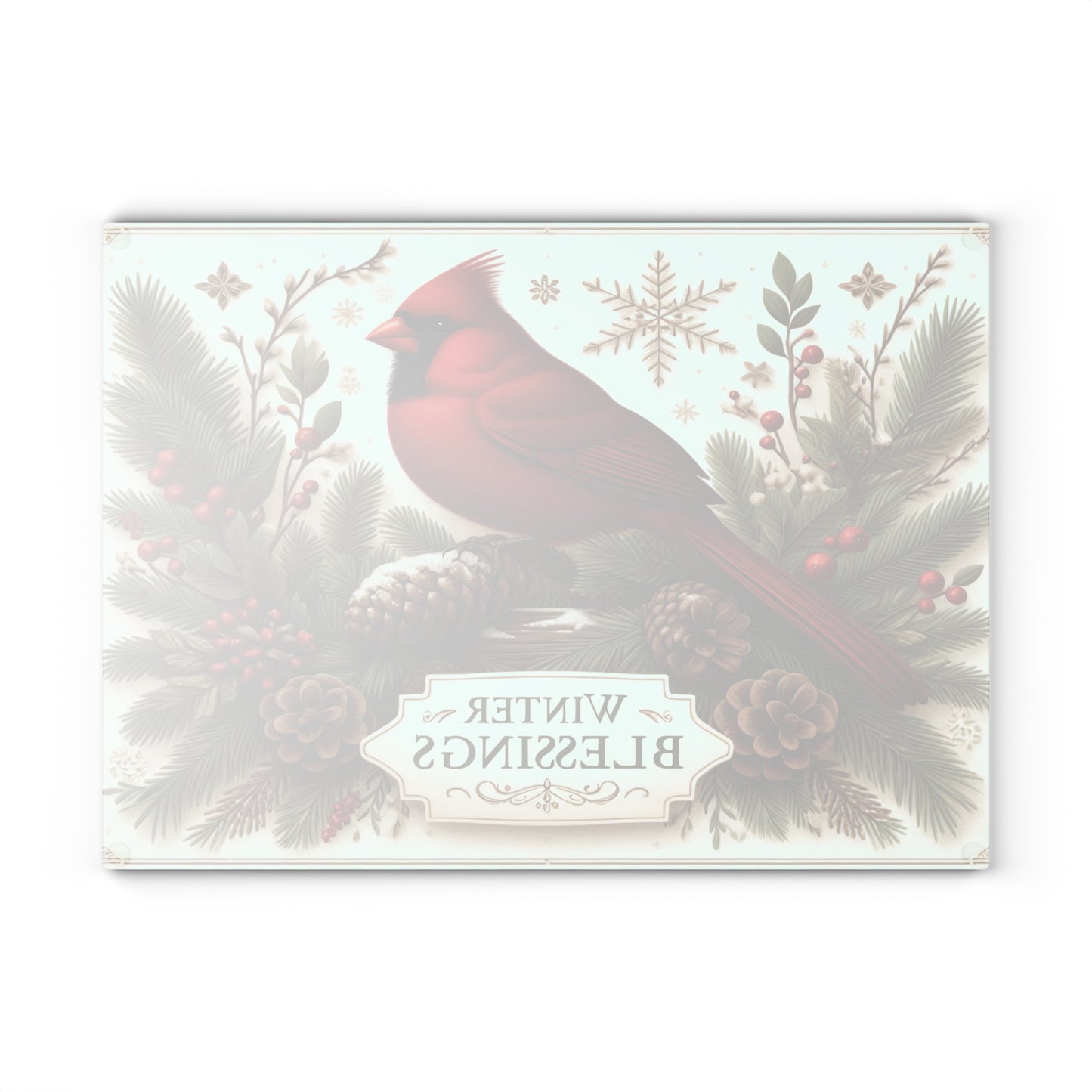 🕊️❄️ Winter Blessings Cardinal Cutting Board – Elegant Holiday Charm for Your Kitchen ❄️🕊️