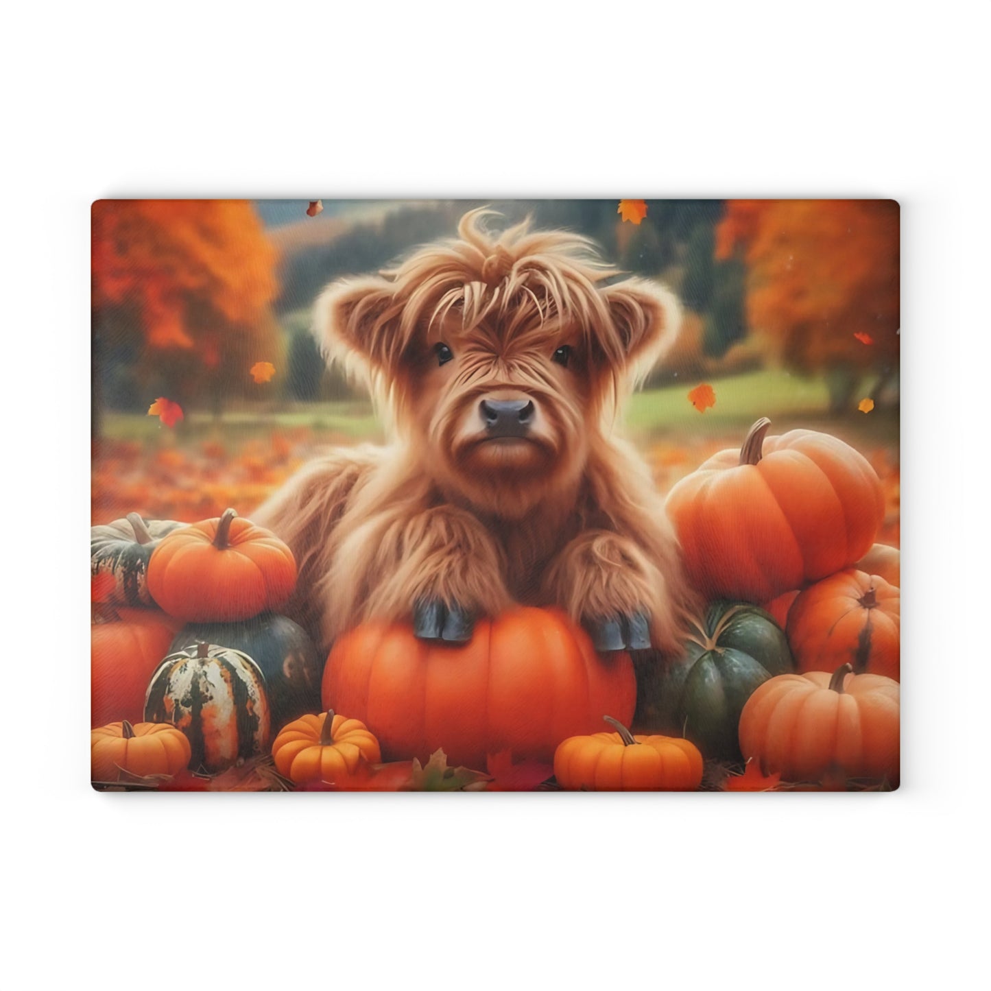 🍂🐮 Autumn Highland Calf Cutting Board – Rustic Fall Charm for Your Farmhouse Kitchen 🎃🍁