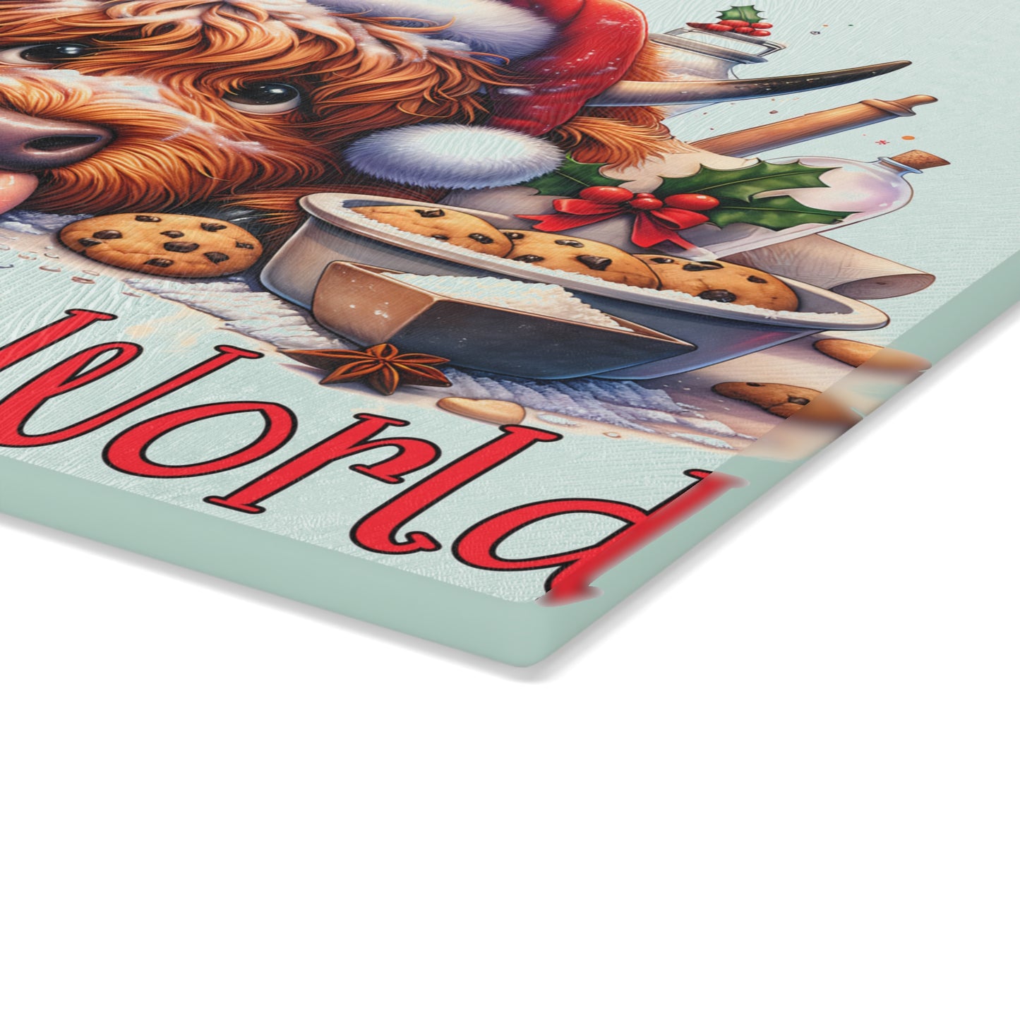 Baking Joy to the World Cow Cutting Board – Cozy Christmas Kitchen Cheer