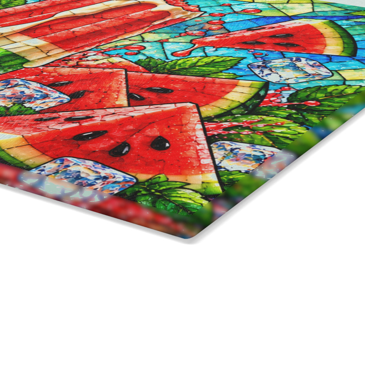 Fruit Popsicle Stained-Glass-Look Glass Cutting Board – Colorful Summer Fruit Kitchen Decor