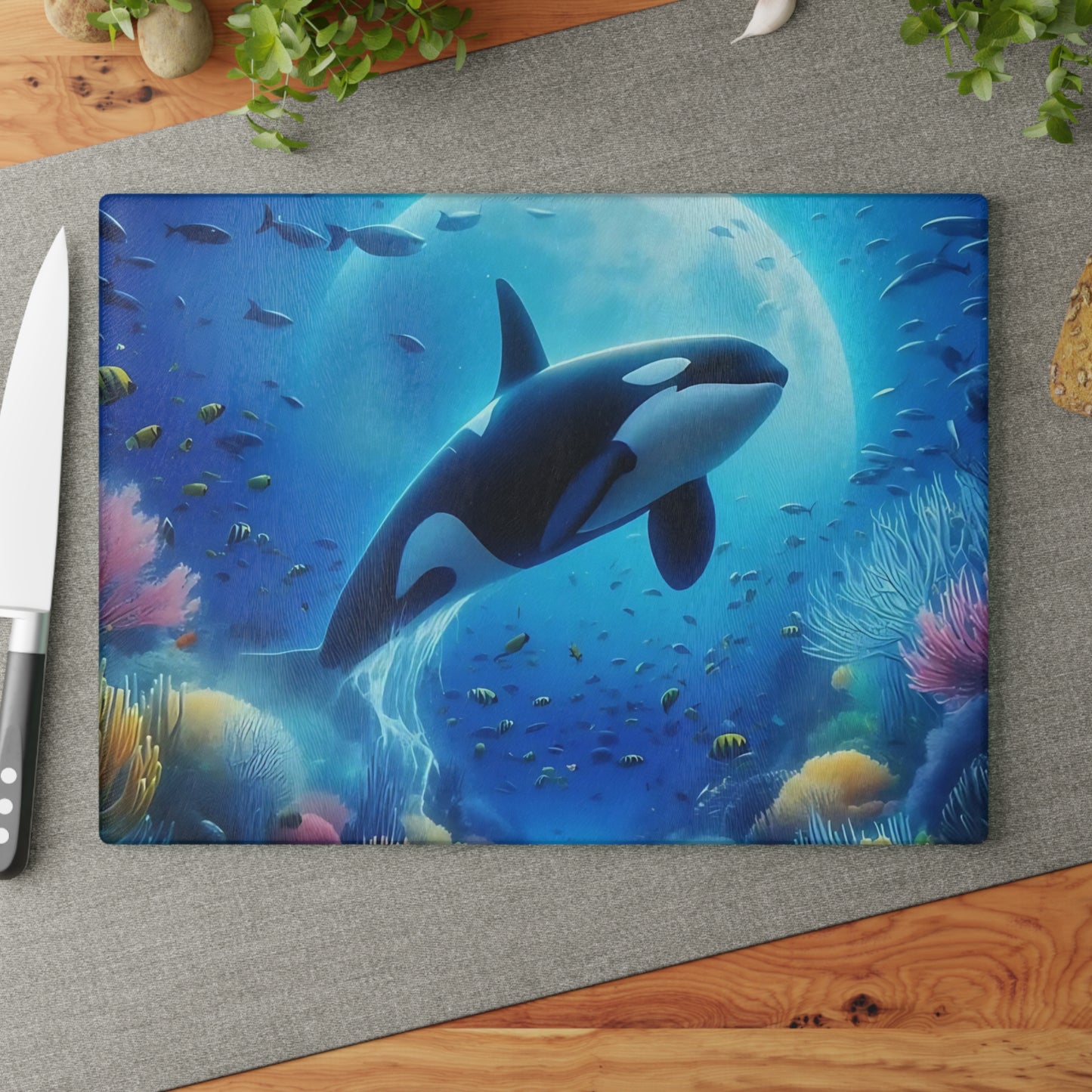 🐋 Ocean Majesty Orca Cutting Board – Underwater Wonder for Your Kitchen 🌊