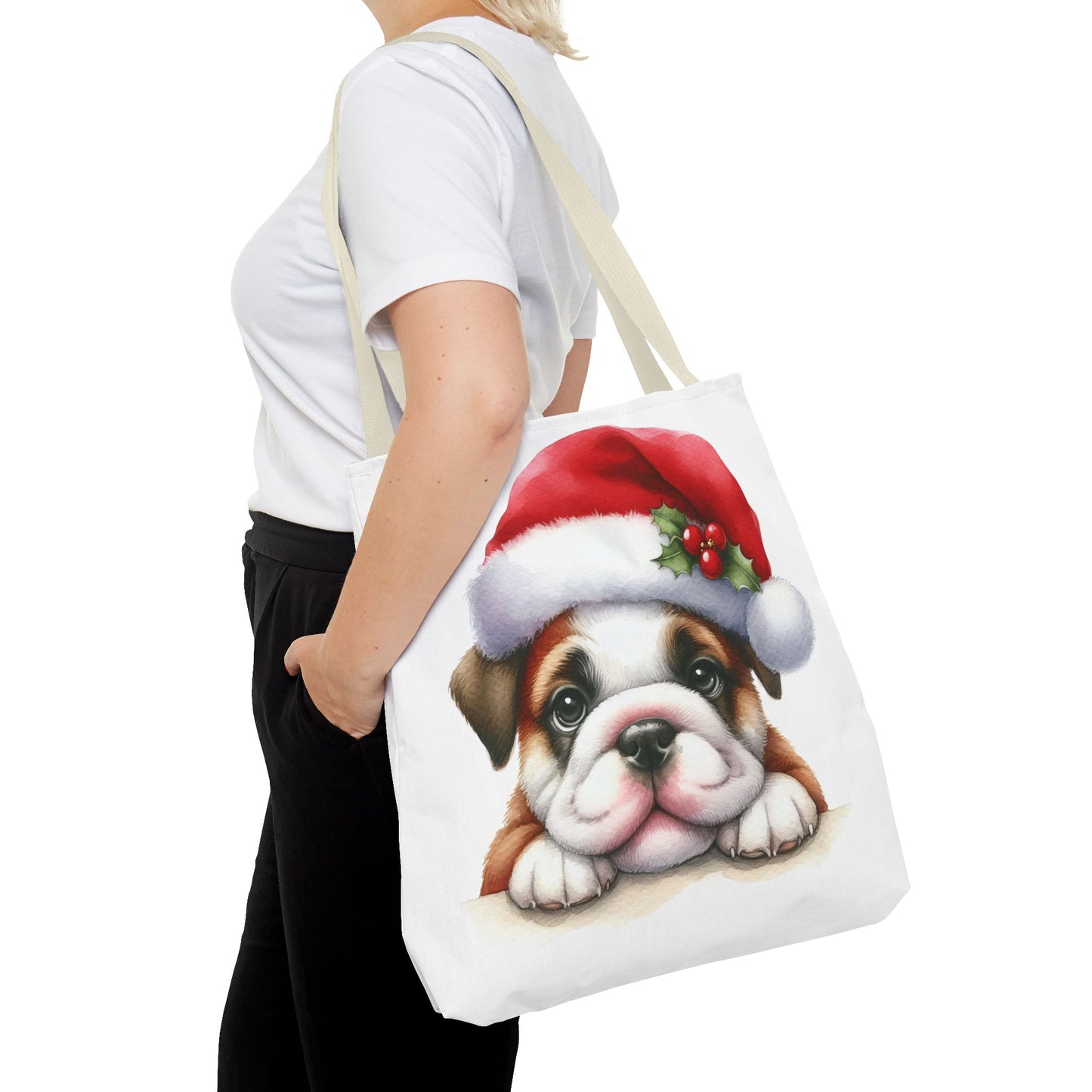 🐾 Bulldog Christmas Tote Bag – Santa Paws Cuteness You Can Carry 🎄