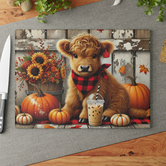 🐮 Pumpkin Patch Calf Cutting Board – Cozy Autumn Charm for Your Kitchen
