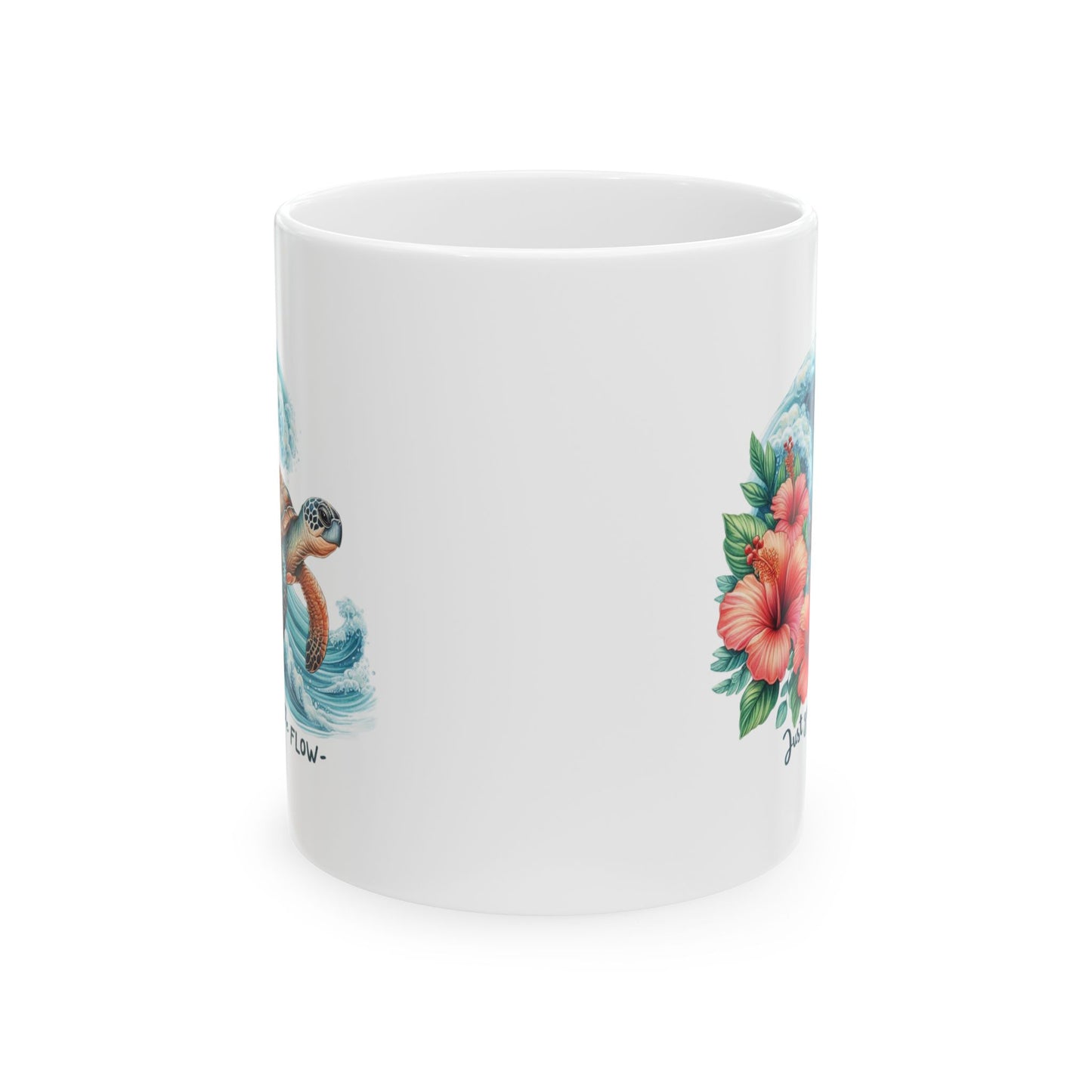 🌊 Just Go with the Flow – Beautiful Sea Turtle Coffee Mug for Ocean Lovers 🐢