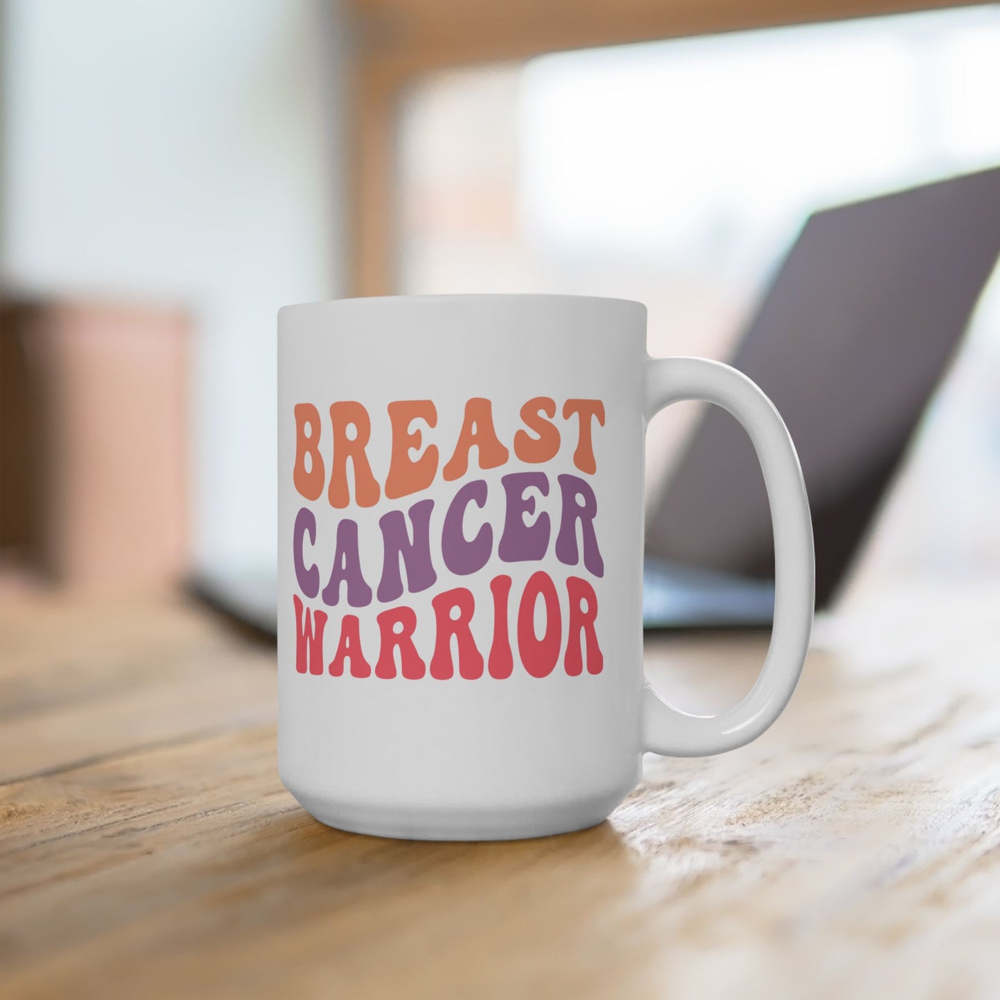 🎀 Breast Cancer Warrior Mug – Retro Strength & Bold Courage 💪