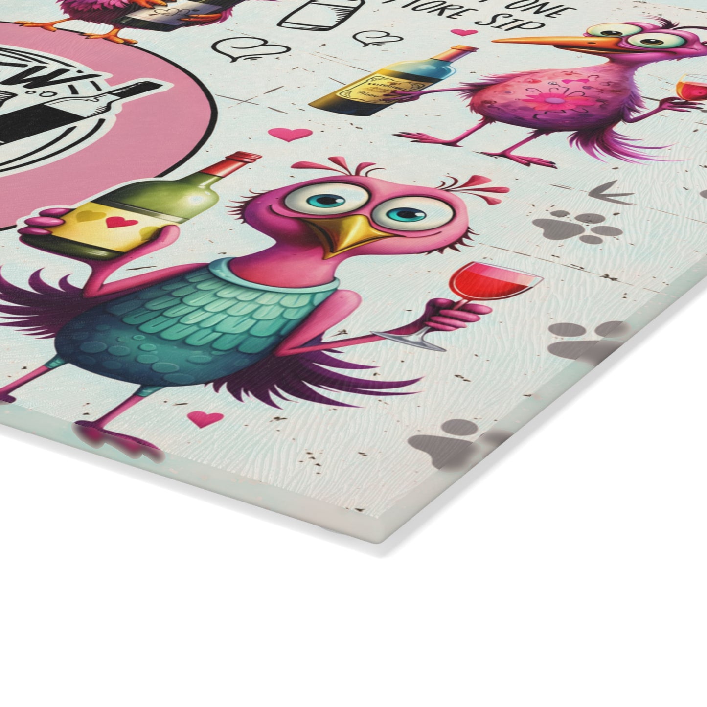 Funny Bird Wine Quote Glass Cutting Board – Whimsical Drinking Humor Kitchen Decor