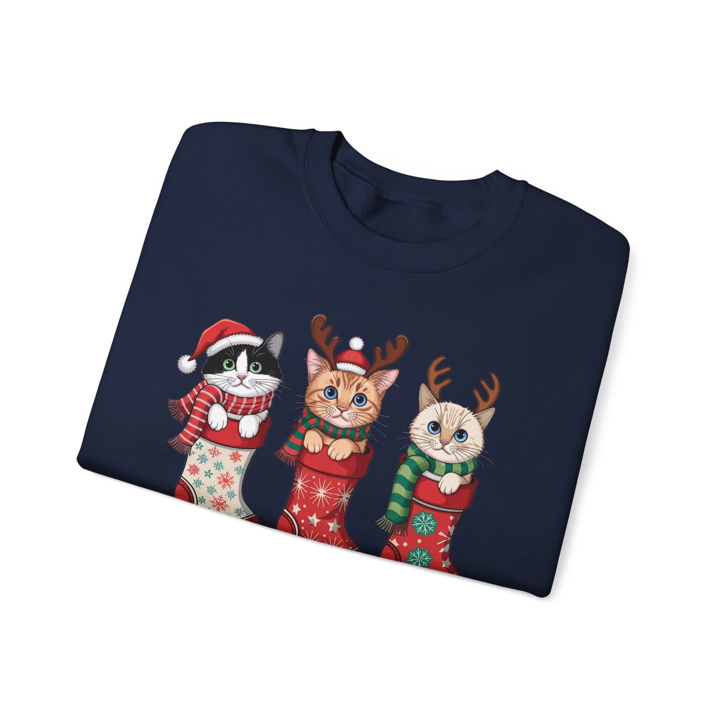 🐱🎄 Kitties in Stockings Sweatshirt – Cozy & Adorable Holiday Cats 🧦✨