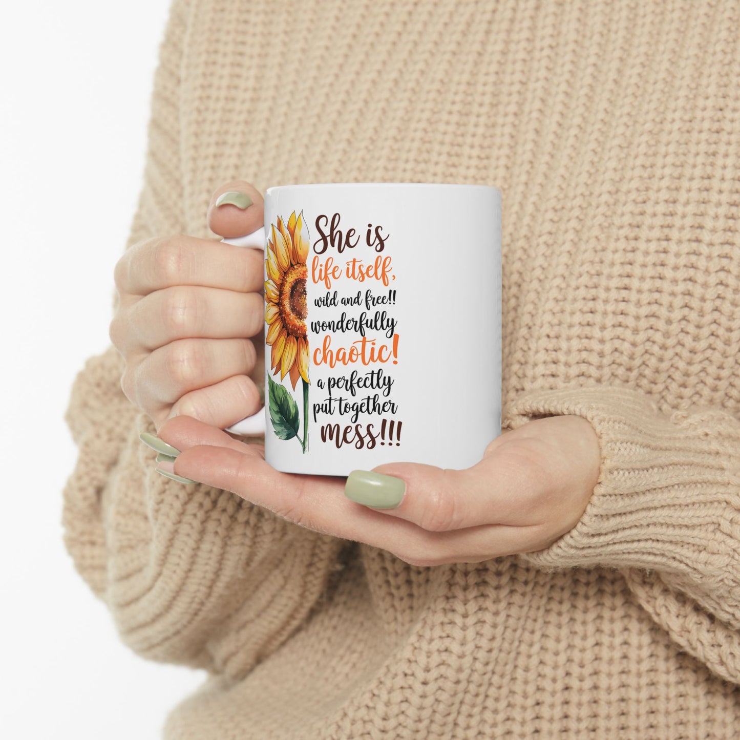 Taza Girasol “Ella es la Vida Misma, Salvaje y Libre” 🌼