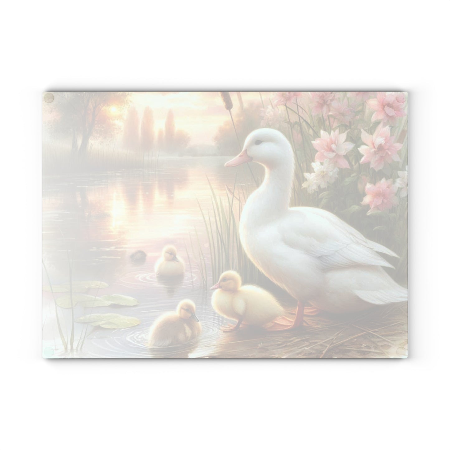 🦆🌸 Duck Family at Sunset Cutting Board – Serene Beauty for Your Kitchen 🌅✨
