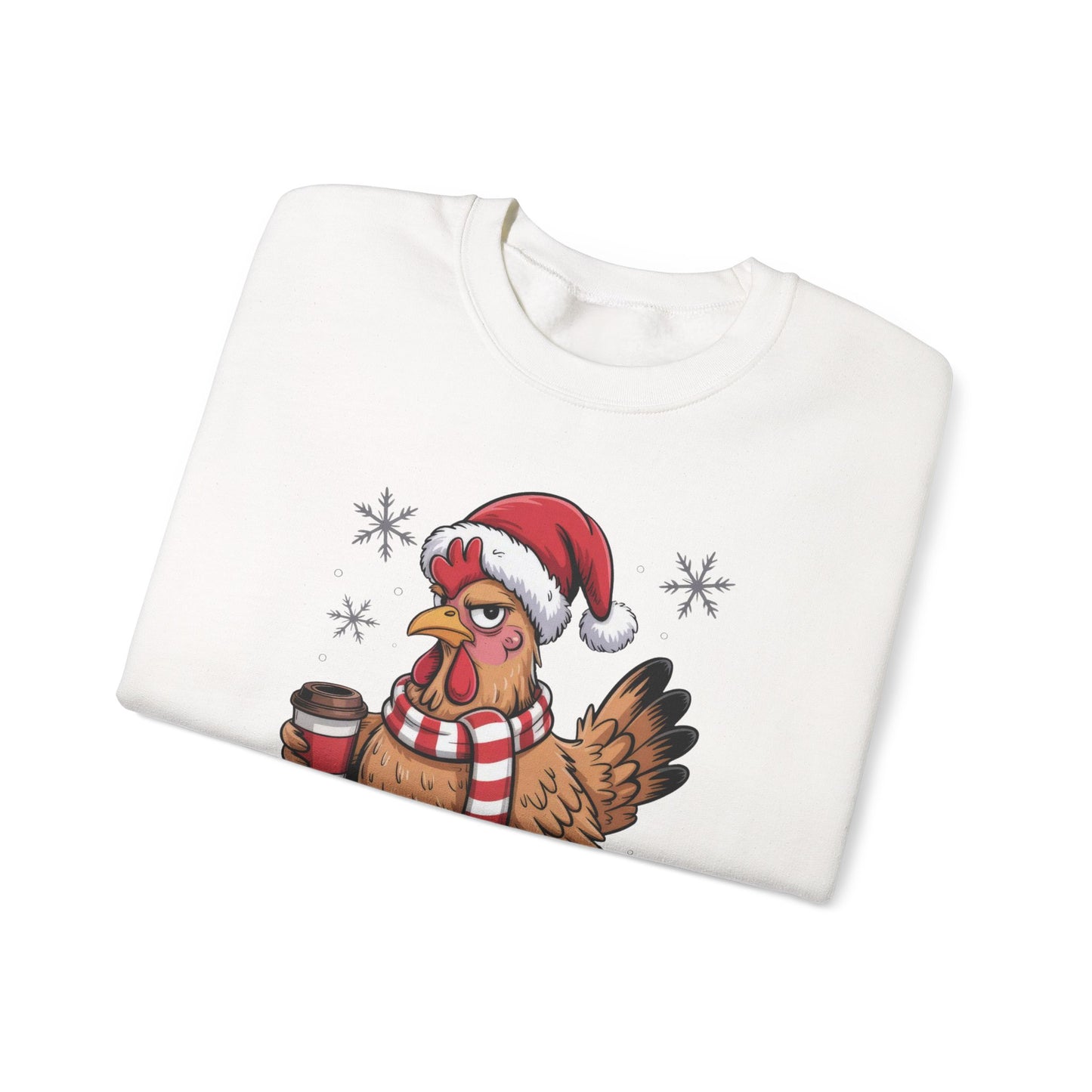 🎄 Grumpy Christmas Chicken Sweatshirt – Funny Holiday Coffee Lover Crewneck