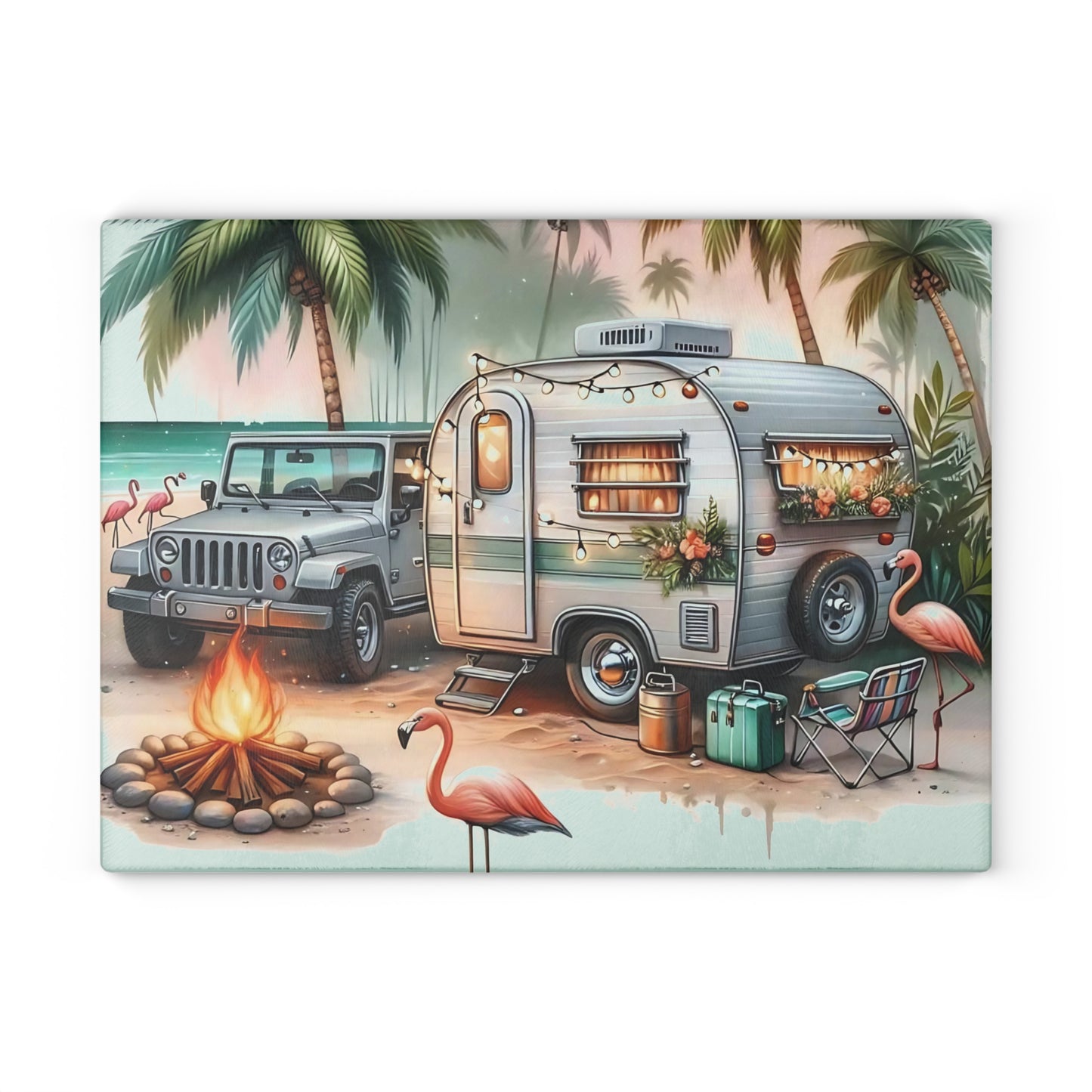 Tabla de cortar de vidrio templado para glamping en Florida