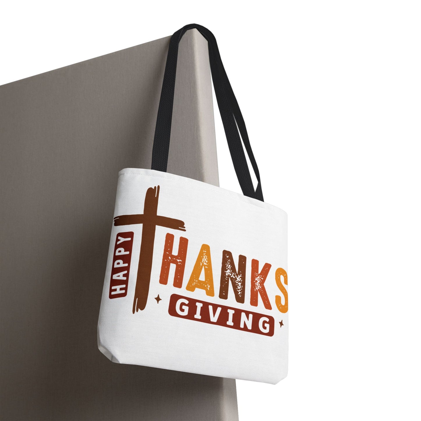 ✝️ Happy Thanksgiving Cross Tote – Faith & Gratitude in Fall Colors 🍂