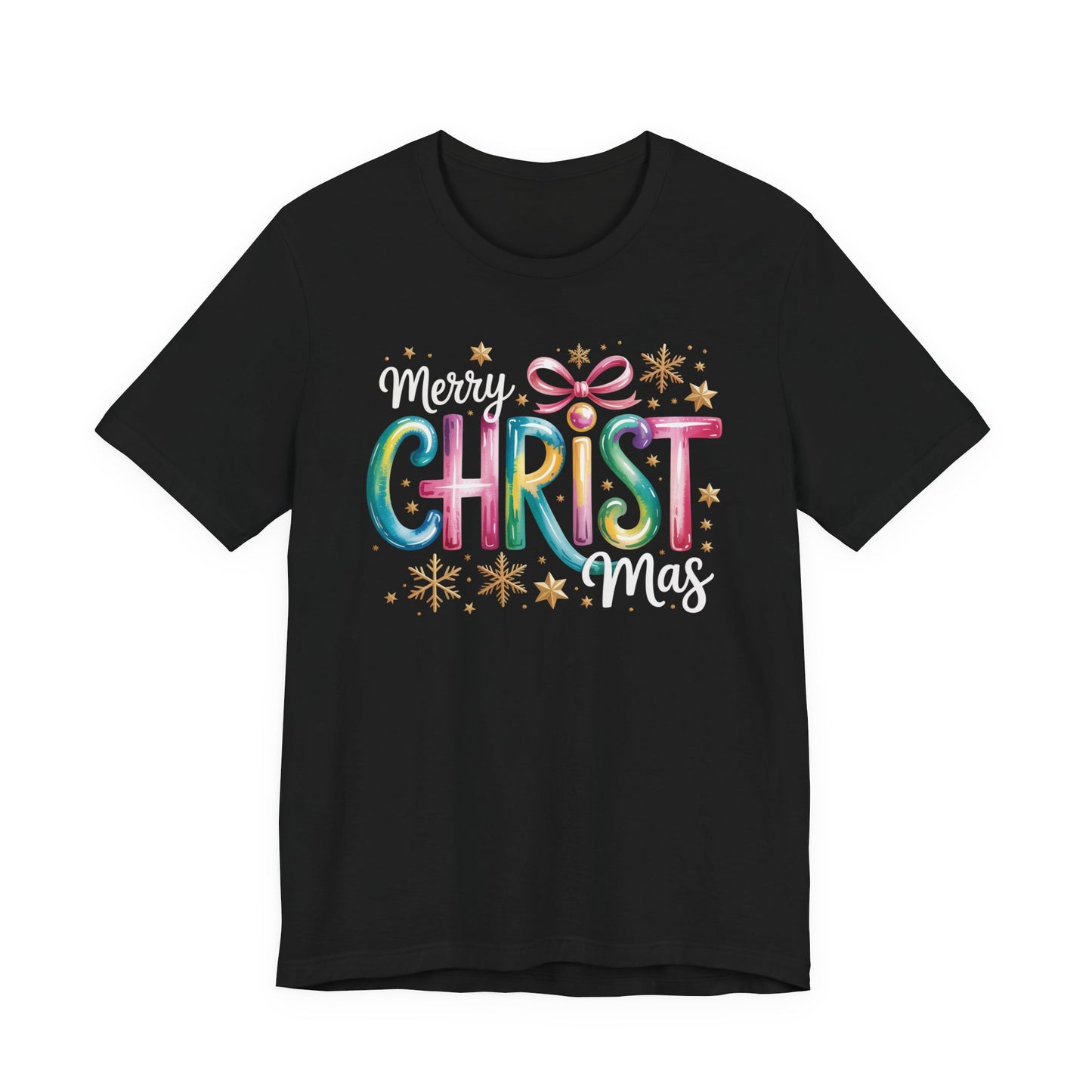 🎄✨ Merry Christmas Glow Lettering T-Shirt – Festive & Bright Holiday Style 🎁🌟