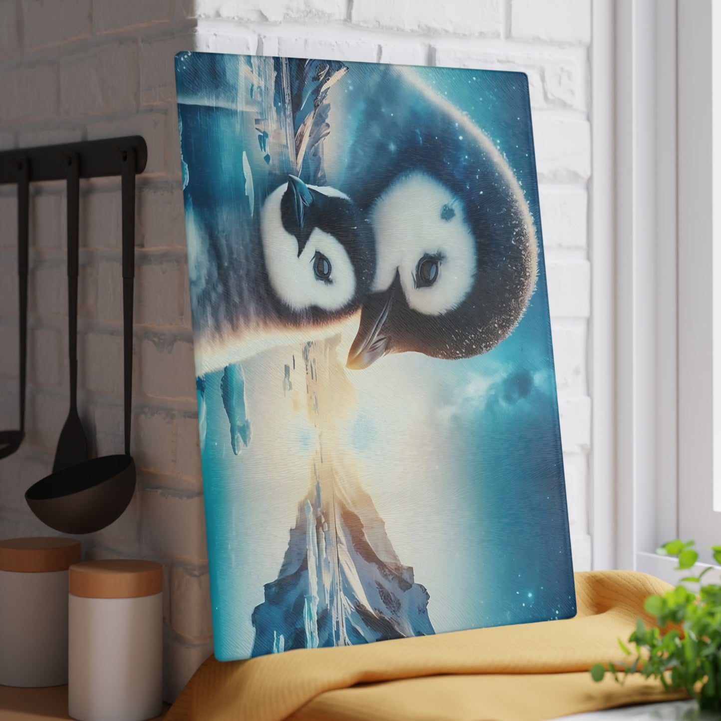 🐧❄️ Penguin & Chick Arctic Cutting Board – Polar Serenity for Your Kitchen ❄️🐧