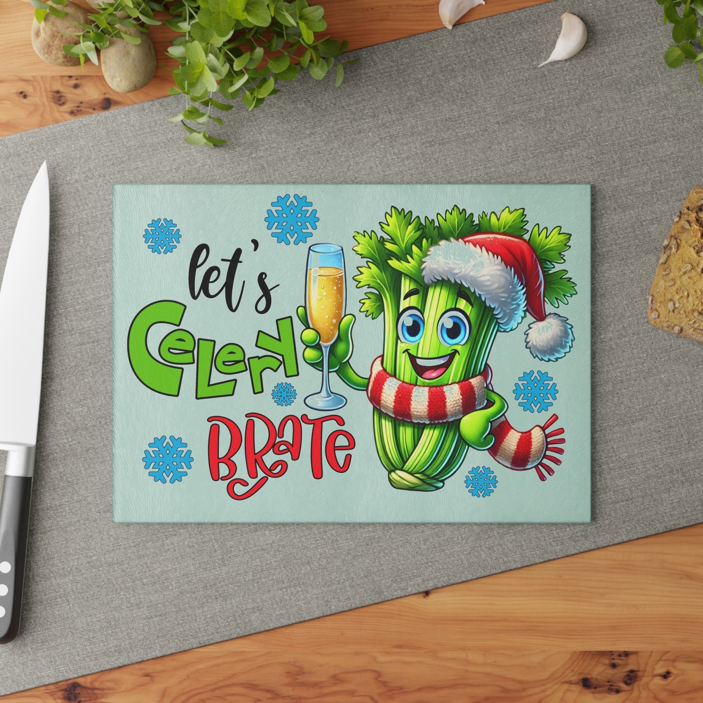 🥳🎄 Celery-brate Christmas Cutting Board – Festive Fun for Your Kitchen 🥂