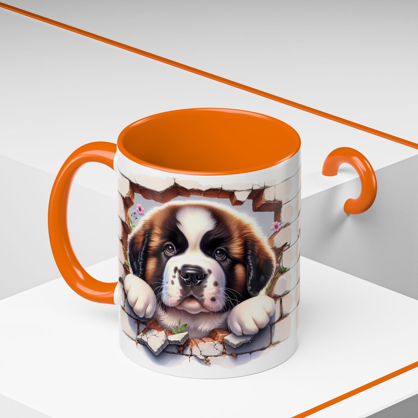 🐾☕ St. Bernard Puppy Peek Accent Mug – Gentle Giant Pup Lover Gift ✨❤️