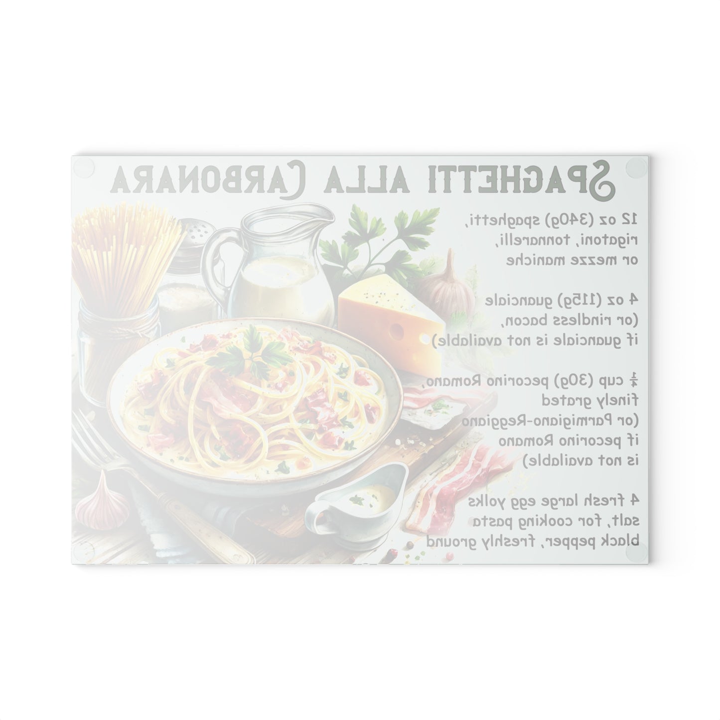 🍝 Spaghetti alla Carbonara – Classic Italian Recipe Glass Cutting Board