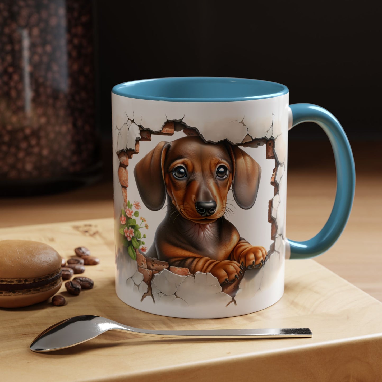 🐾🌭 Dachshund Puppy Accent Mug – Adorable Doxie Coffee Cup ☕❤️