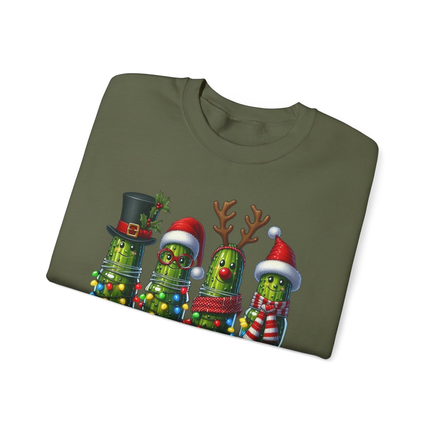 🥒✨ Merry Picklemas Crewneck – Festive Pickle Jars with Holiday Lights