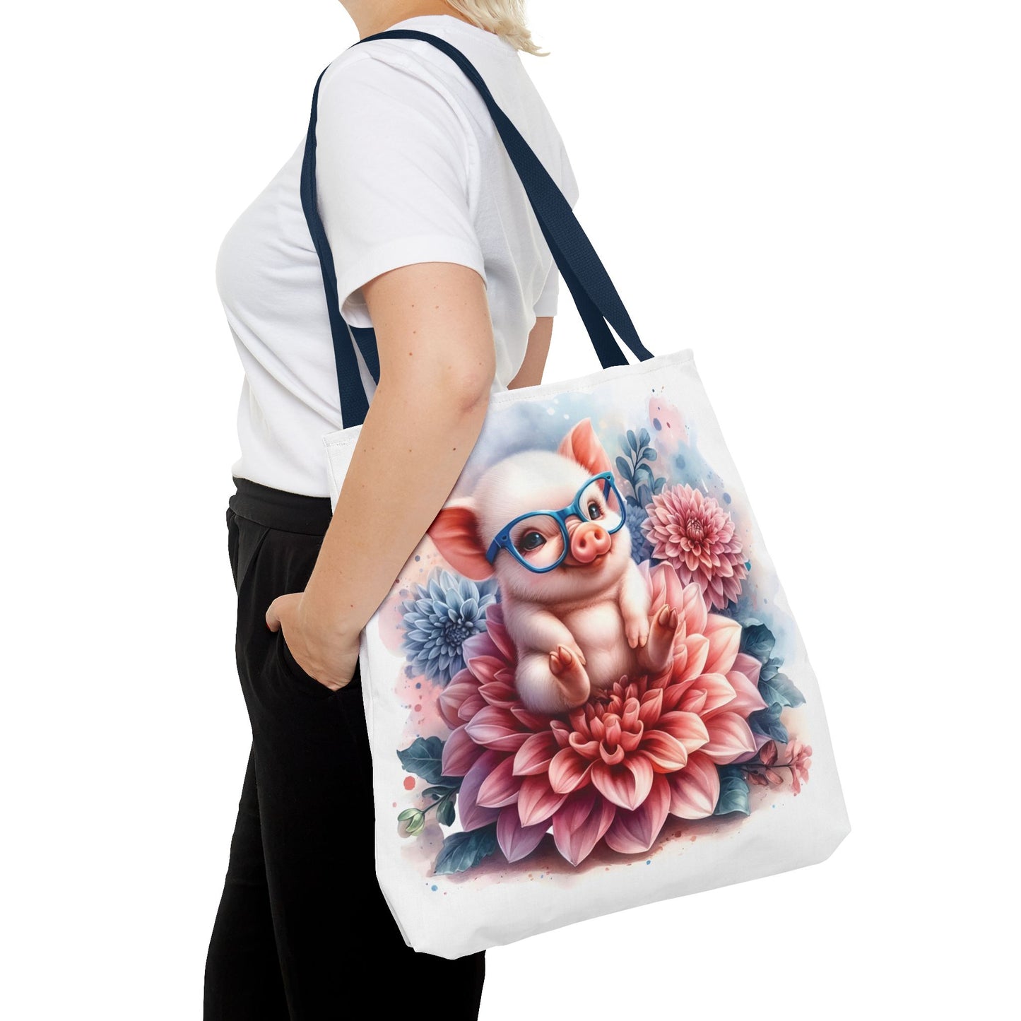 🐷 Floral Piglet Tote Bag – Cute, Whimsical & Practical 🌸