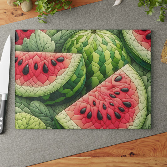 🍉 Juicy Watermelon Glass Cutting Board – Sweet Summer Kitchen Vibes