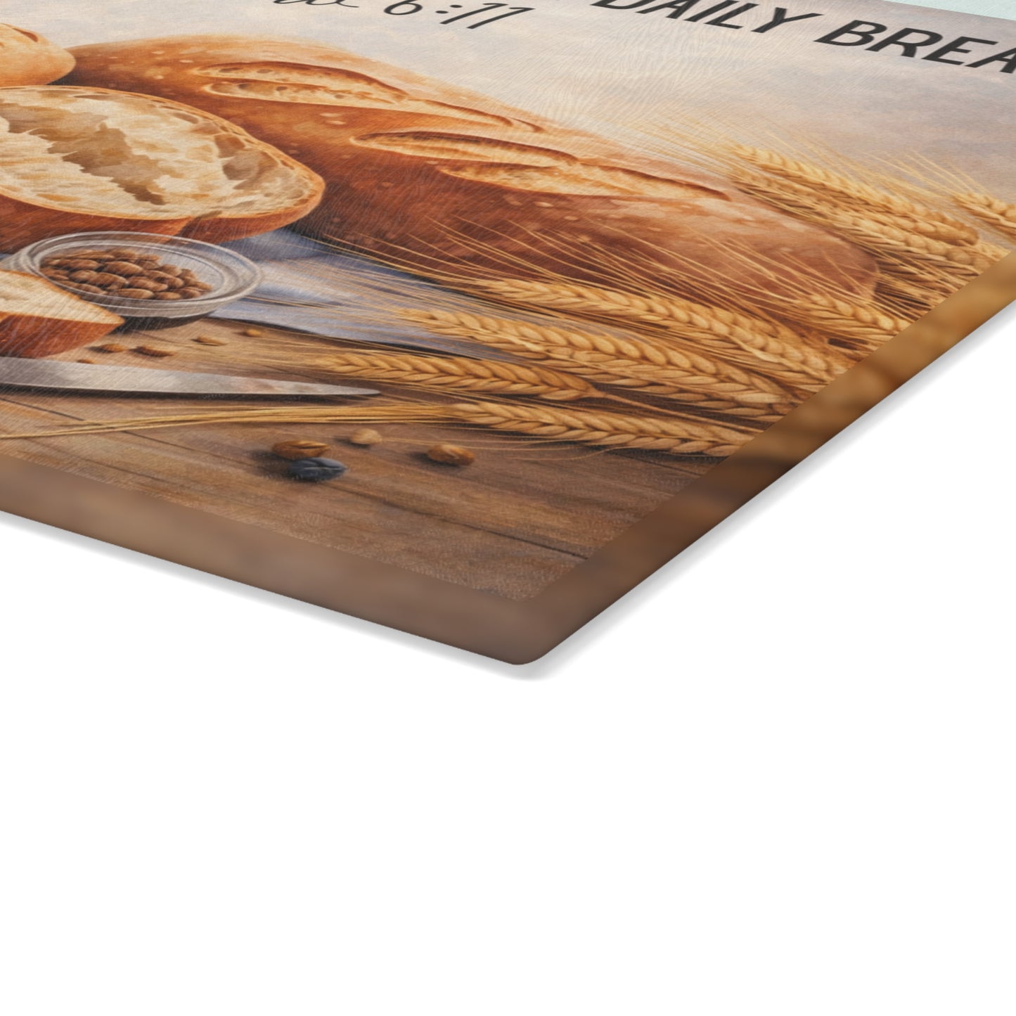 Give Us This Day Our Daily Bread Glass Cutting Board – Matthew 6:11 Faith-Inspired Kitchen Art