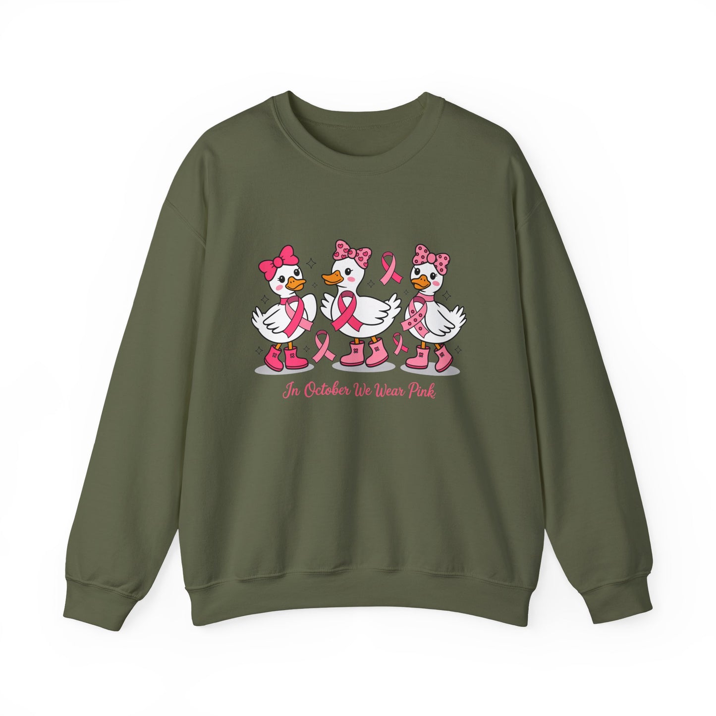 🎀🦆 In October We Wear Pink Duck Sweatshirt – Cute & Courageous Support 💗