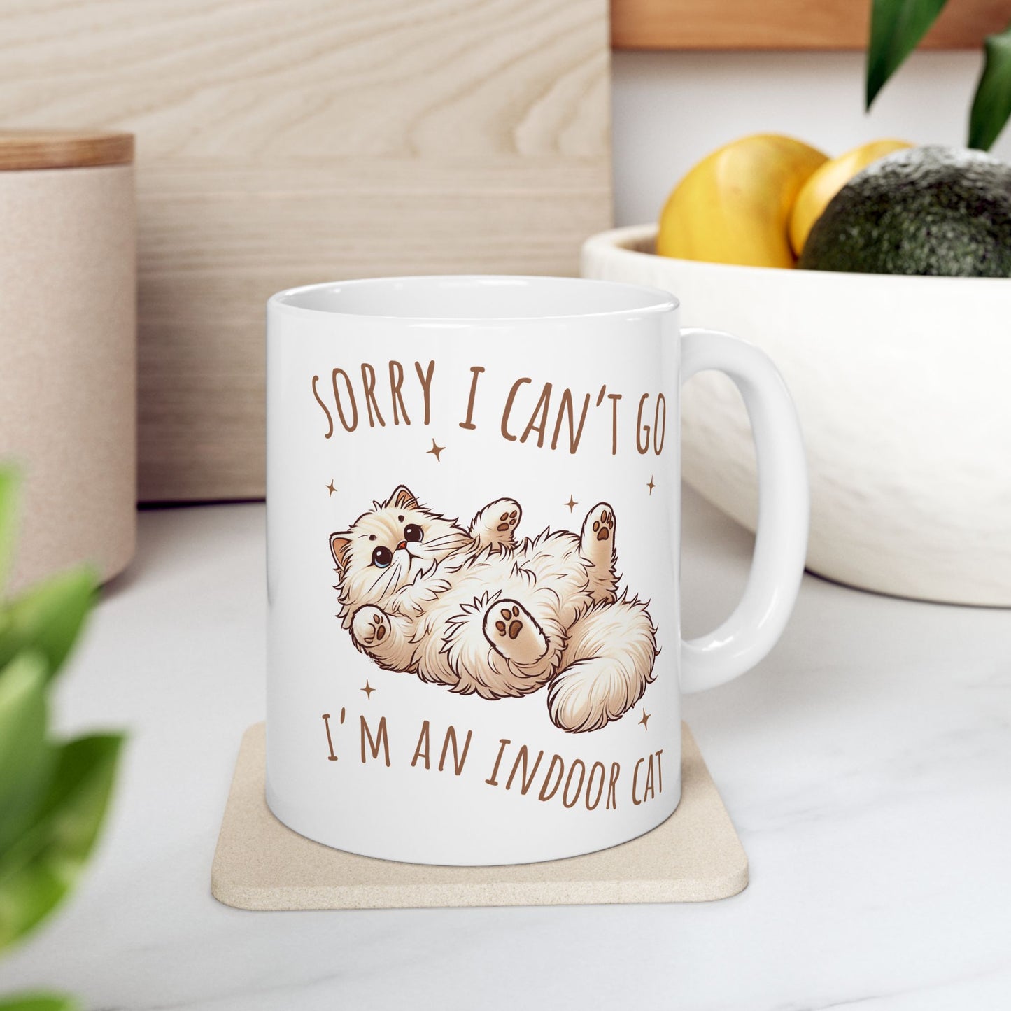 🐾 Sorry I Can’t Go – I’m an Indoor Cat Mug – Cozy Kitty Energy in Every Sip 😽