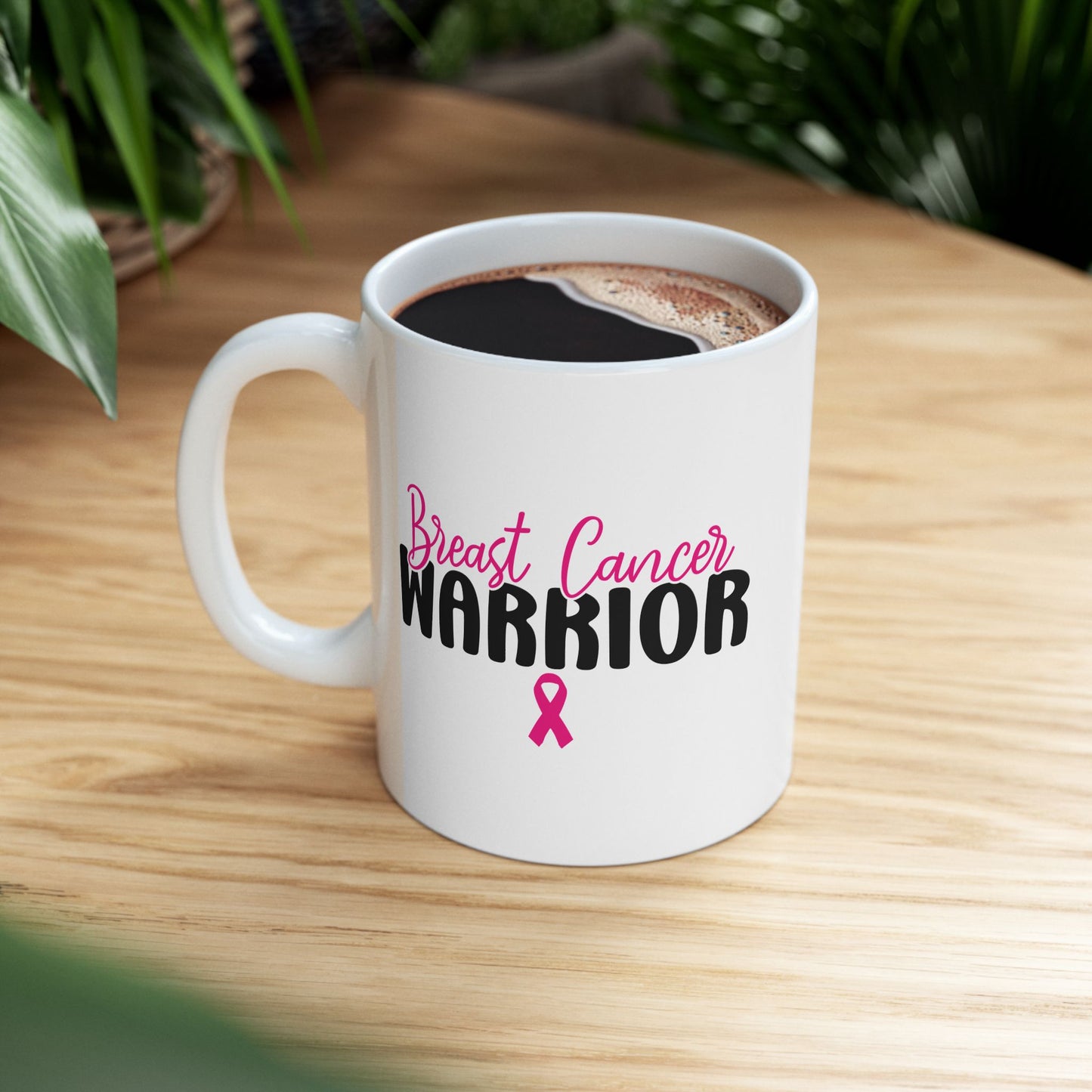 🎀 Breast Cancer Warrior Mug – Strength in Every Sip 💪