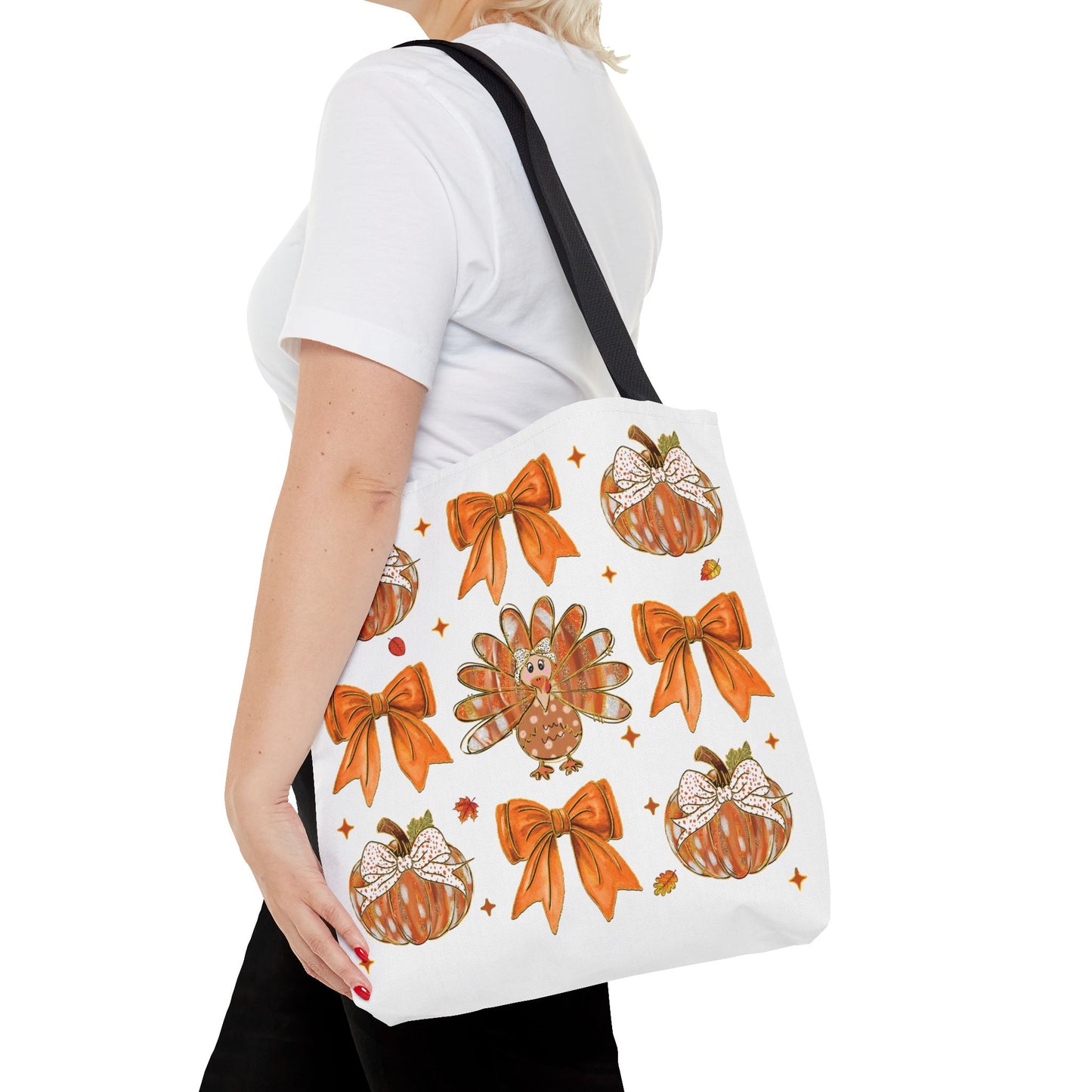 🎀 Girly Bows & Turkey Tote Bag – Cute & Cozy Thanksgiving Style 🦃🧡