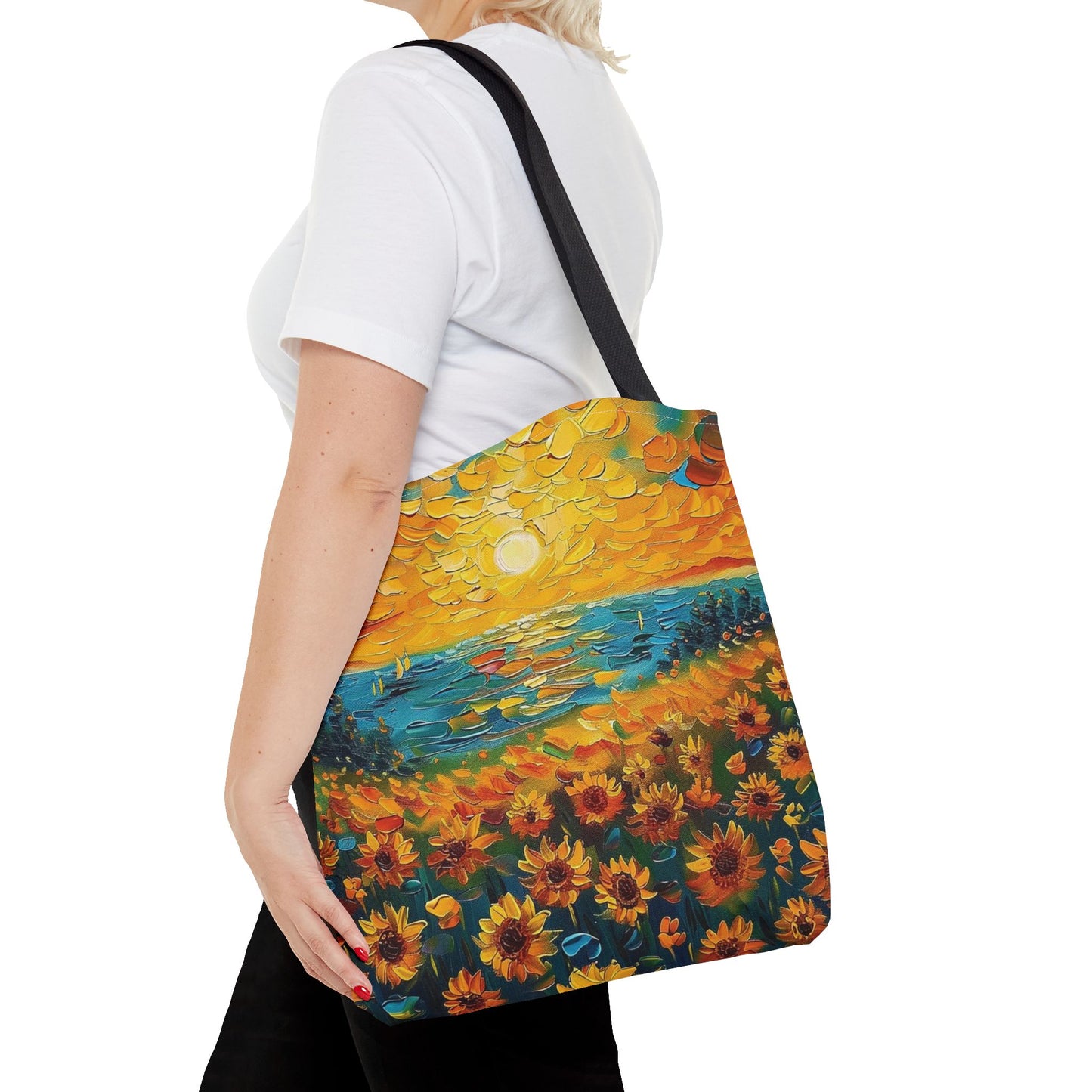 🌻 Girasoles al Atardecer – Bolso Tote Vibrante y Artístico 🌅