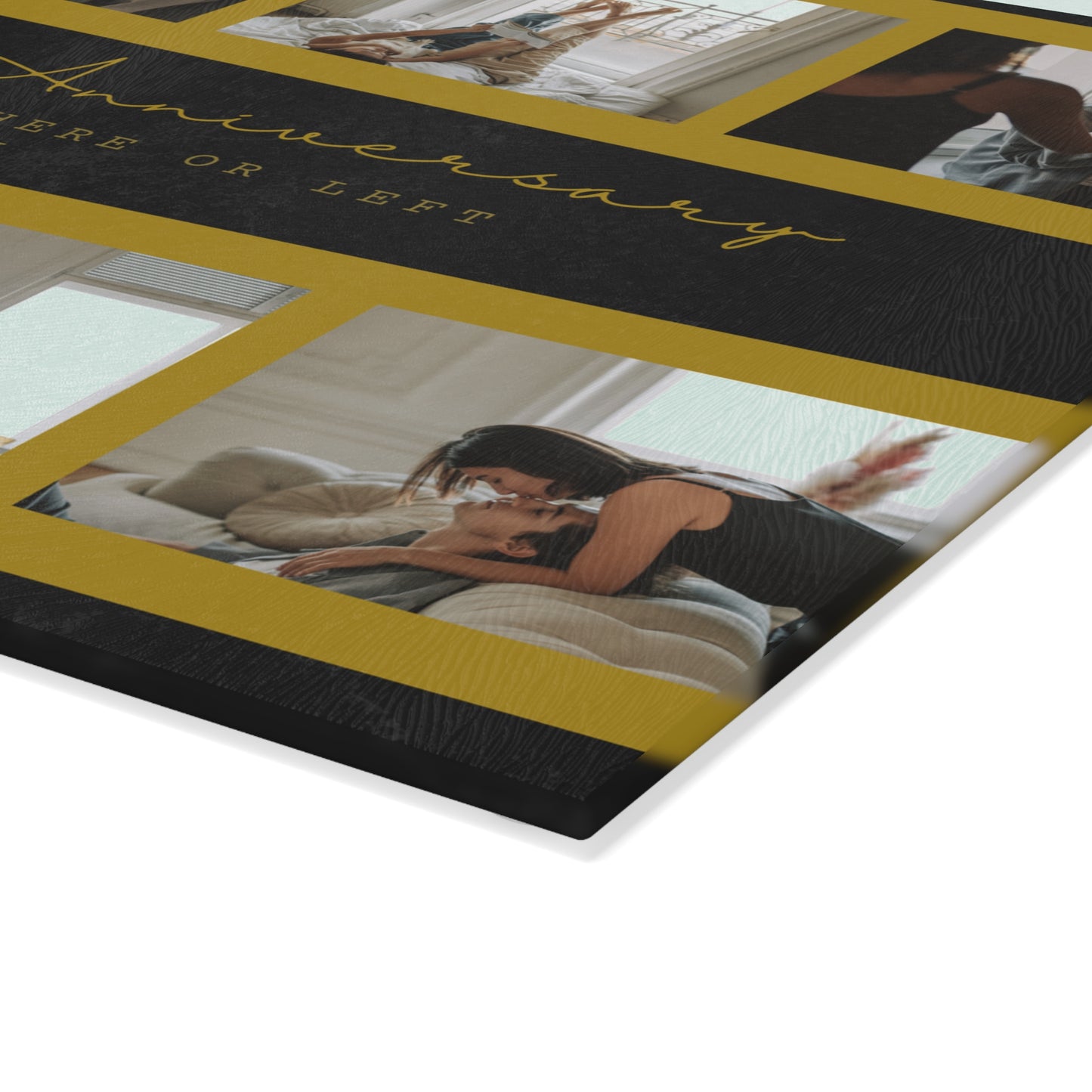 Happy 50th Anniversary or Birthday Photo Collage Glass Cutting Board – Personalized Milestone Keepsake
