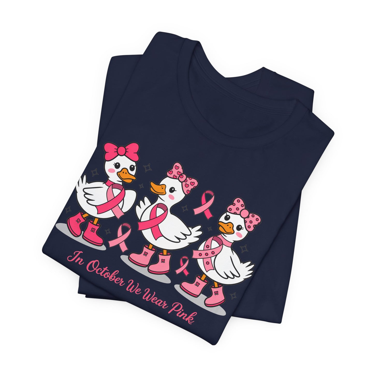 🎀🦆 In October We Wear Pink Duck T-Shirt – Cute Breast Cancer Awareness Tee 💖✨