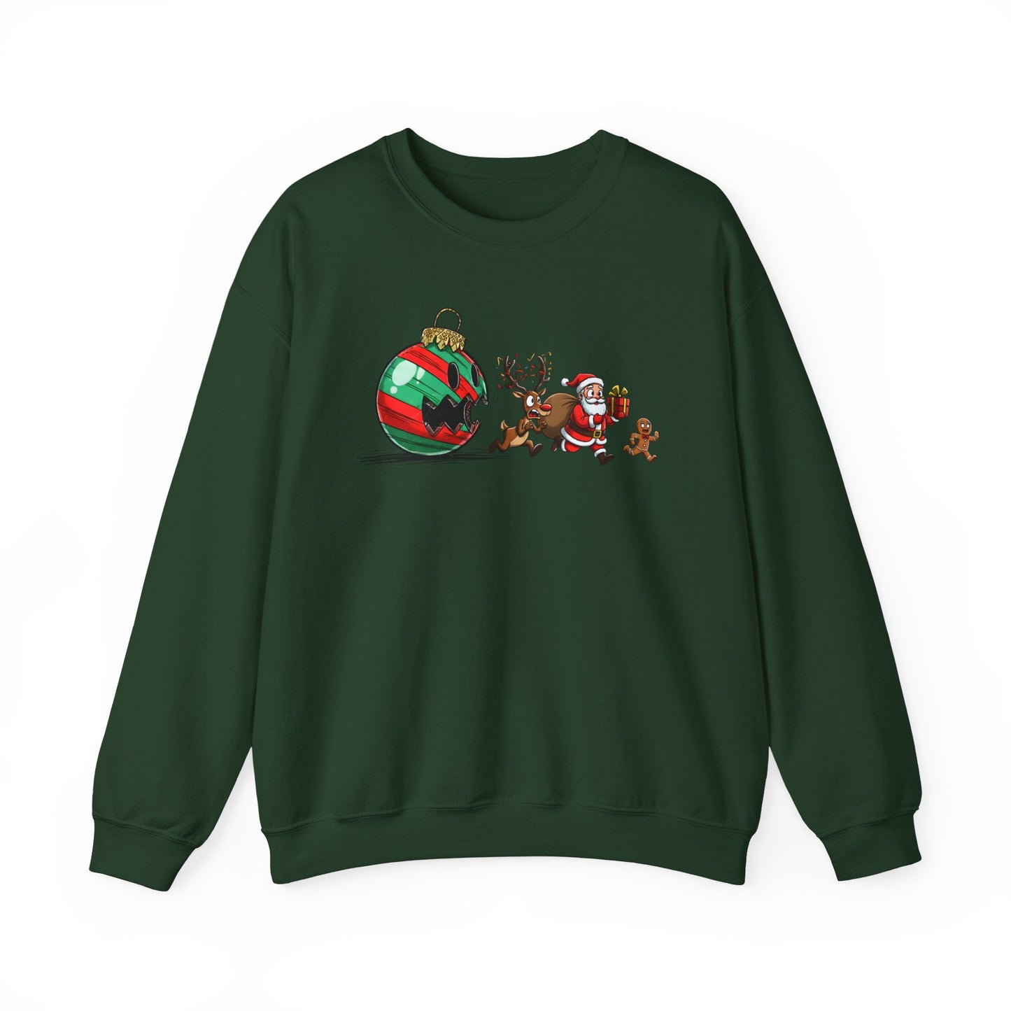 🎄🎅 Santa’s Great Ornament Escape Sweatshirt – Funny Christmas Crewneck for Holiday Laughs