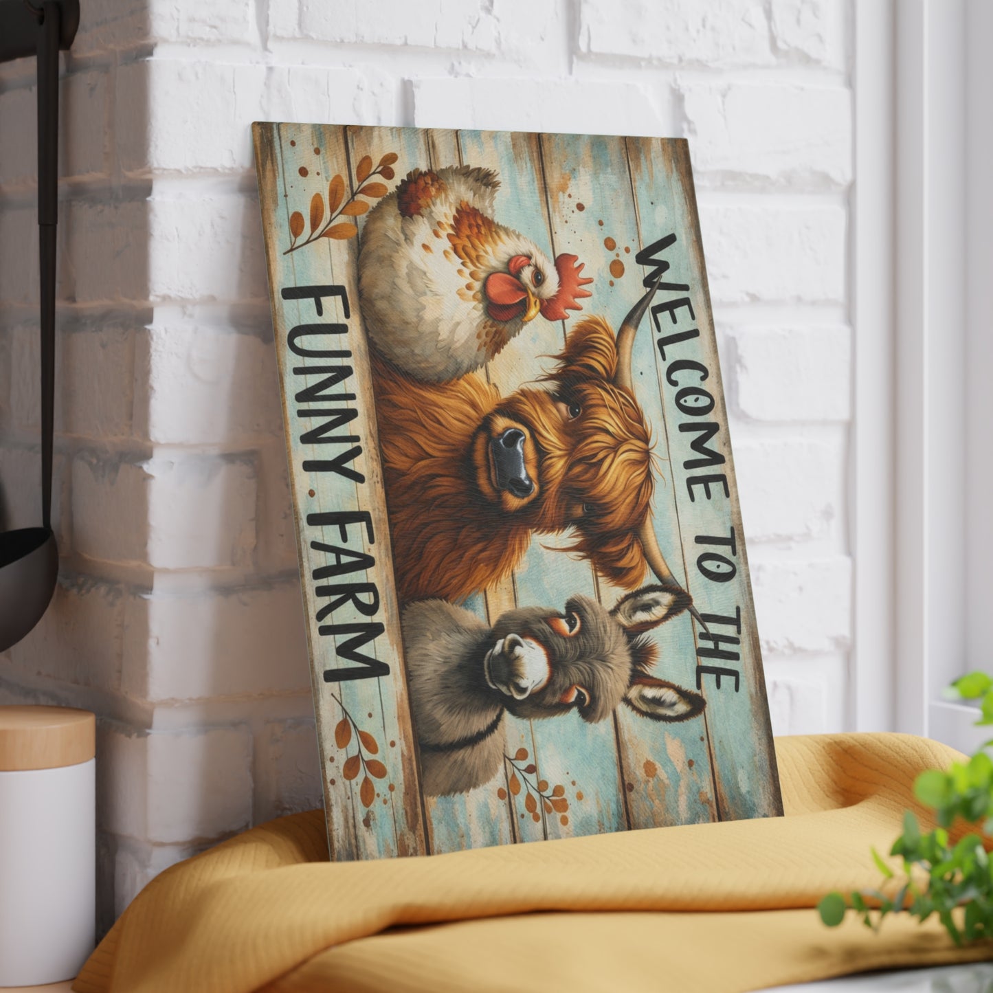 Funny Farm Animal Cutting Board – Rustic Farmhouse Humor for Your Kitchen