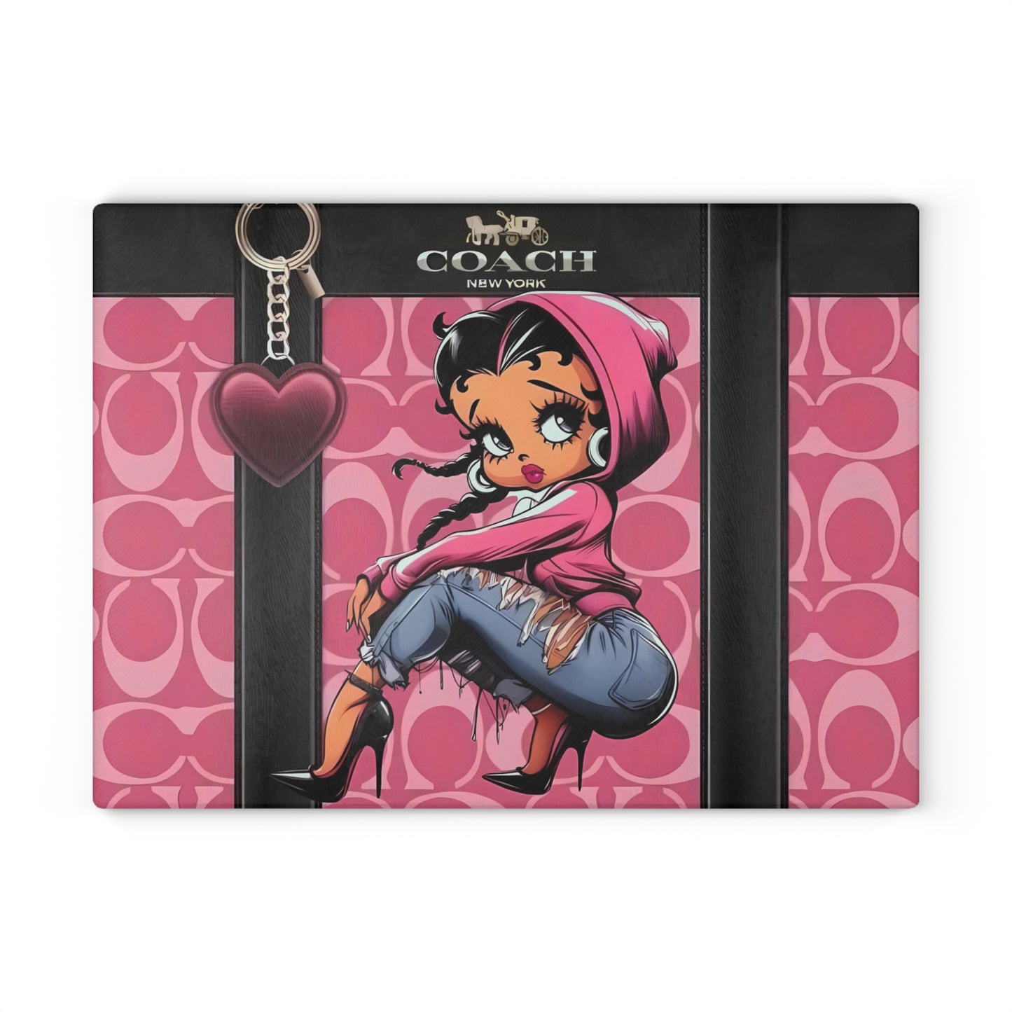 Tabla de cortar rosa retro chic: elegante decoración de cocina de vidrio con estilo urbano
