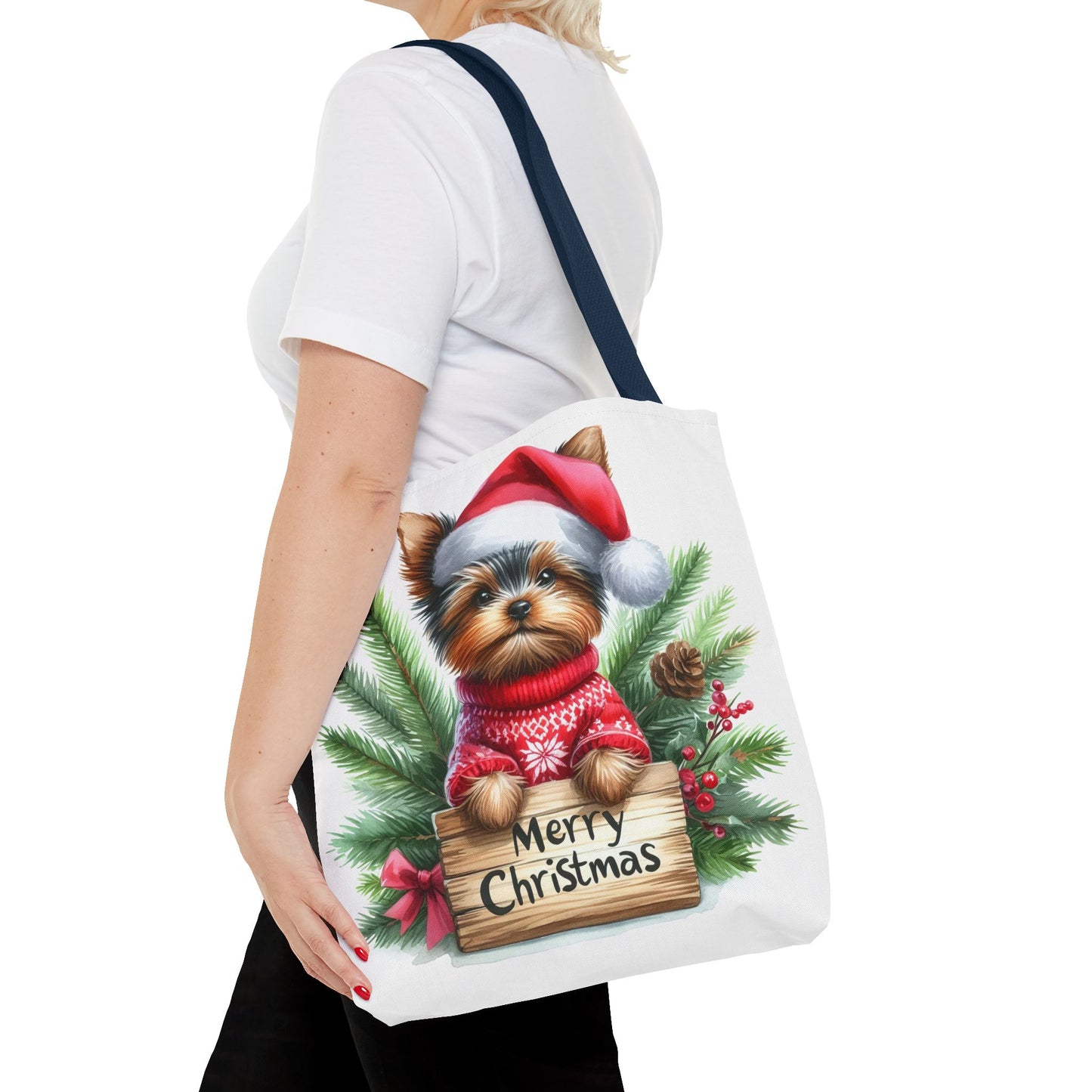 📦🐶 Yorkie Christmas Tote Bag – Tiny Terrier Holiday Charm in Every Carry 🎄
