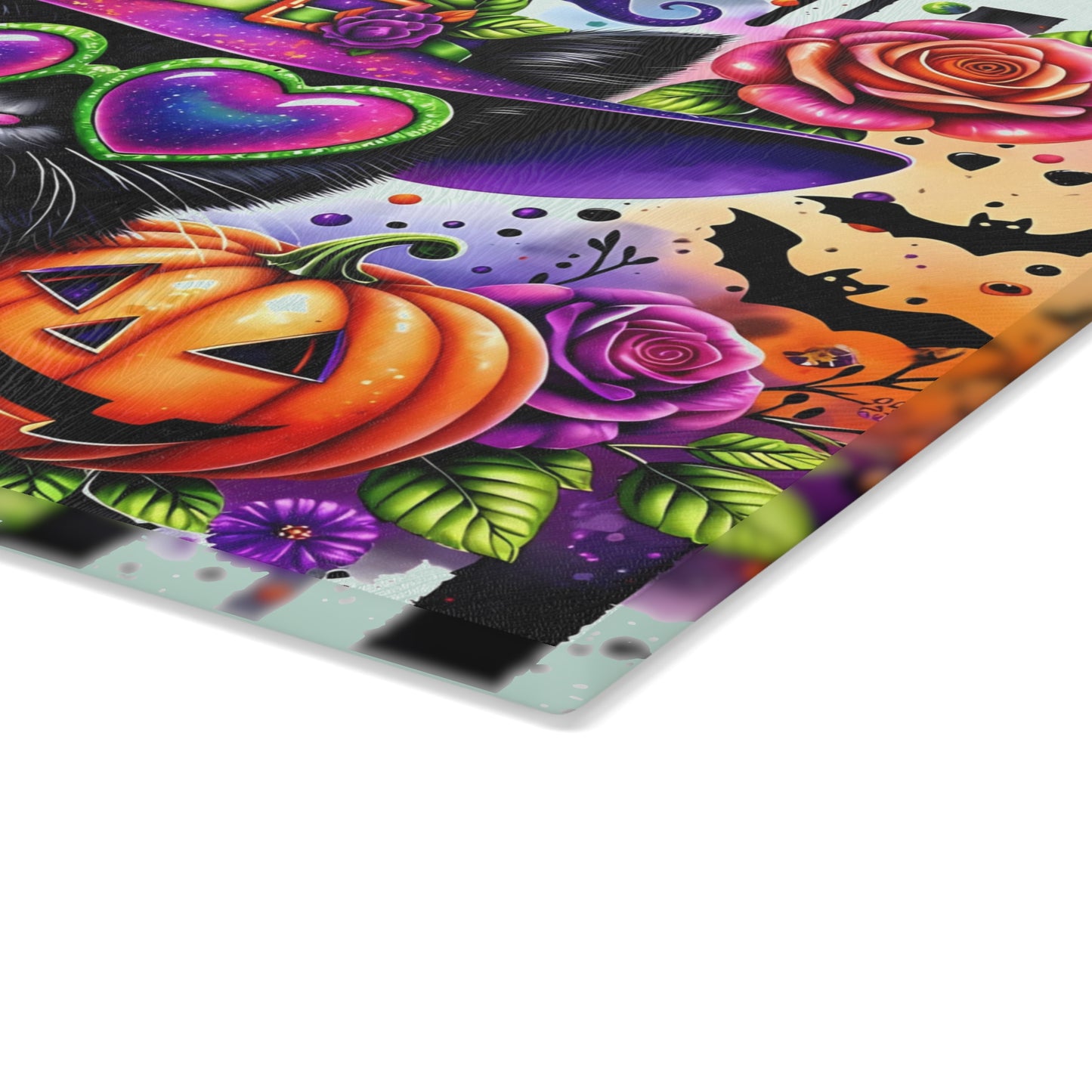 🐾🎃 Paws & Pumpkins Halloween Cat Cutting Board – Spooky Glam with Witchy Charm 🦇🌹