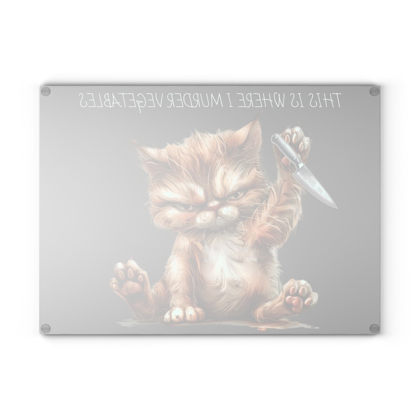 "This is Where I Murder Vegetables" – Funny Cat Glass Cutting Board