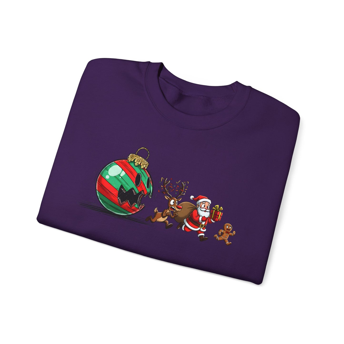 🎄🎅 Santa’s Great Ornament Escape Sweatshirt – Funny Christmas Crewneck for Holiday Laughs