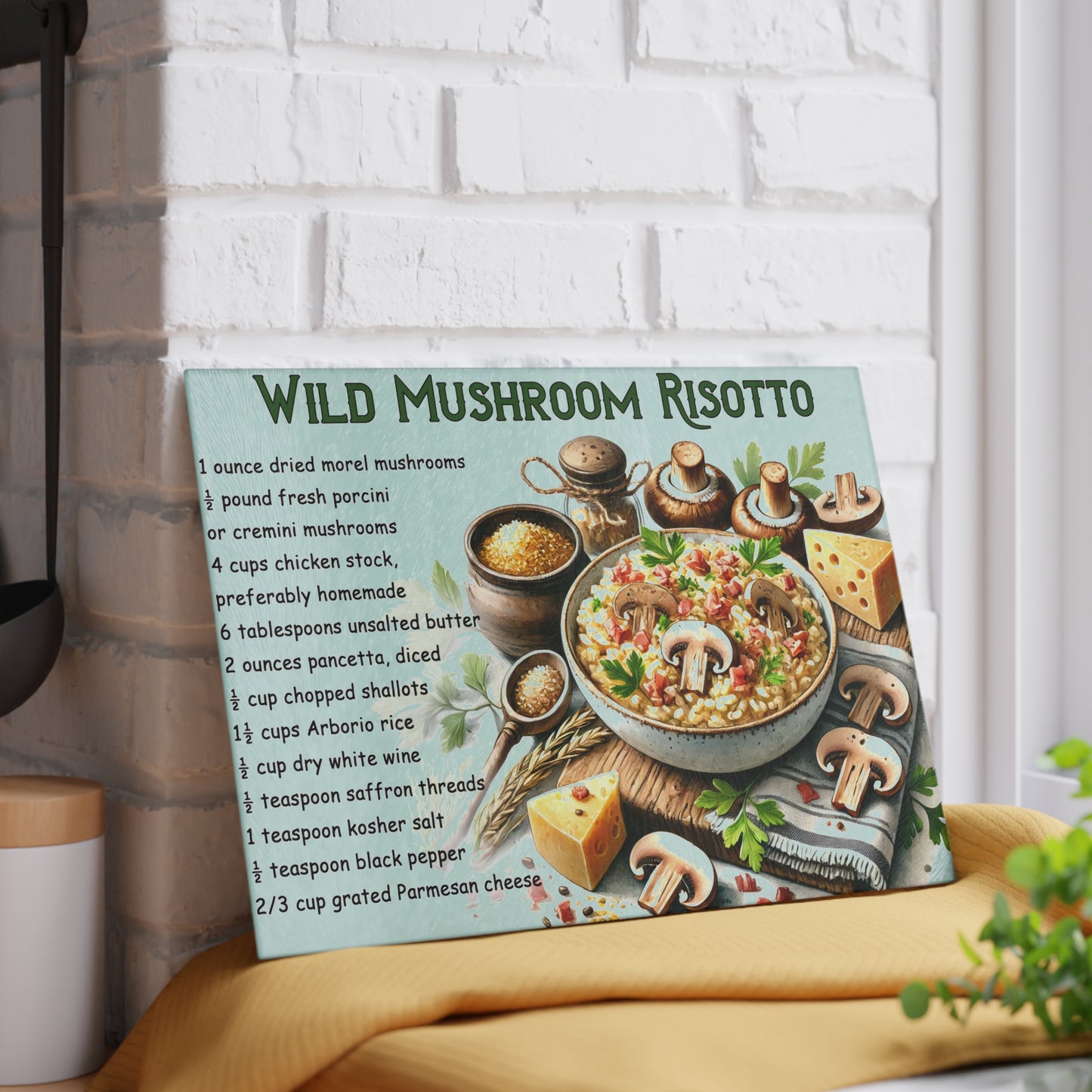 🍄 Wild Mushroom Risotto Cutting Board – Rustic Gourmet Charm for Your Kitchen