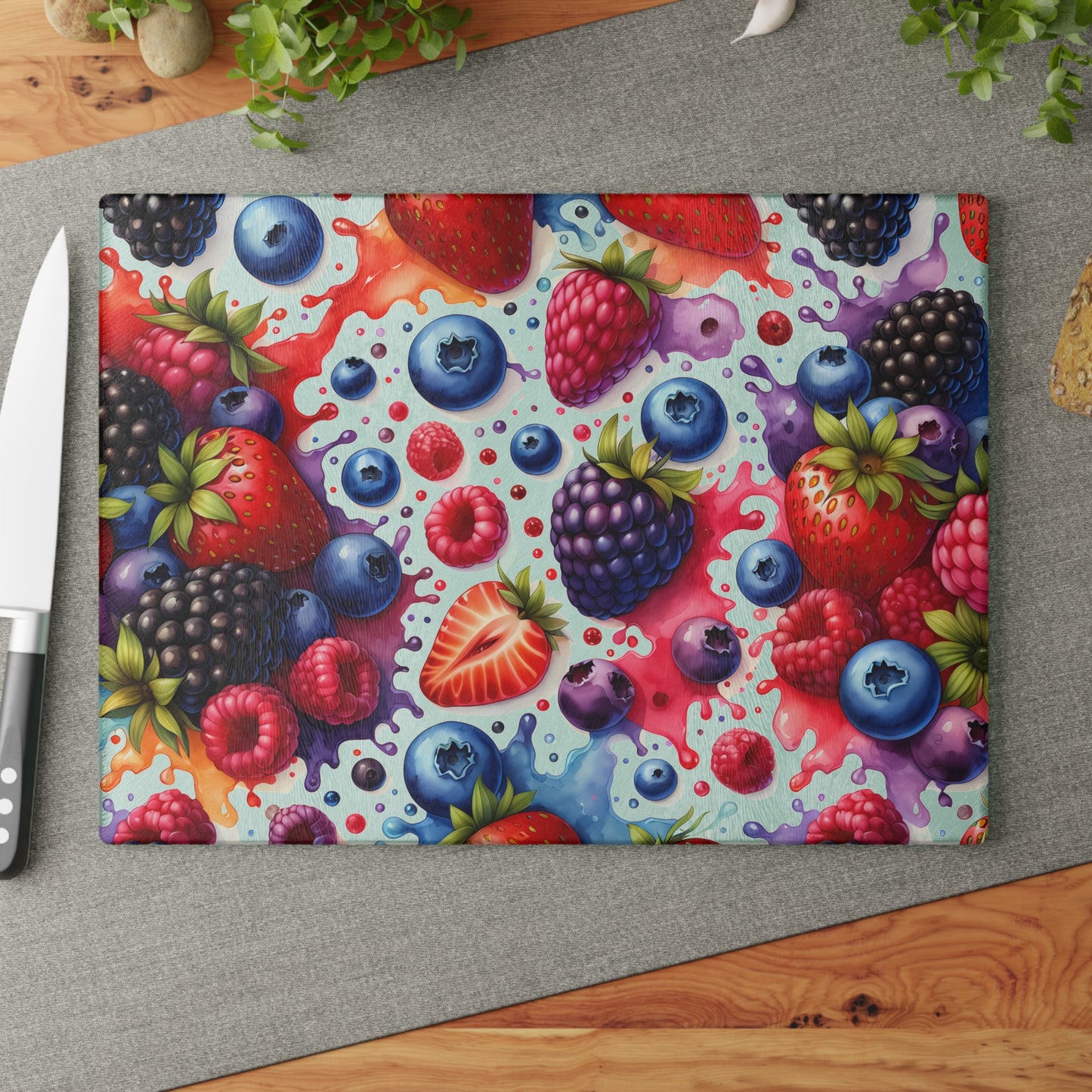 🍓🍇 Mixed Berry Splash Cutting Board – A Berry Beautiful Kitchen Essential!
